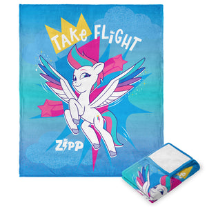 Hasbro My Little Pony Take Flight Zip Silk Touch Throw Blanket 50x60 Inches