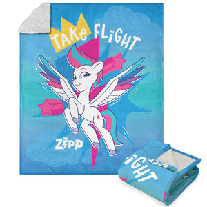 Hasbro My Little Pony Take Flight Zip Silk Touch Sherpa Throw Blanket 50x60 Inches