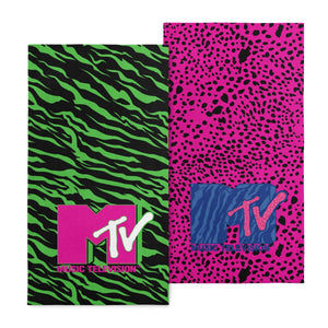 MTV's Neon Zebra + Pink Cheetah Beach Towel 2 Pack