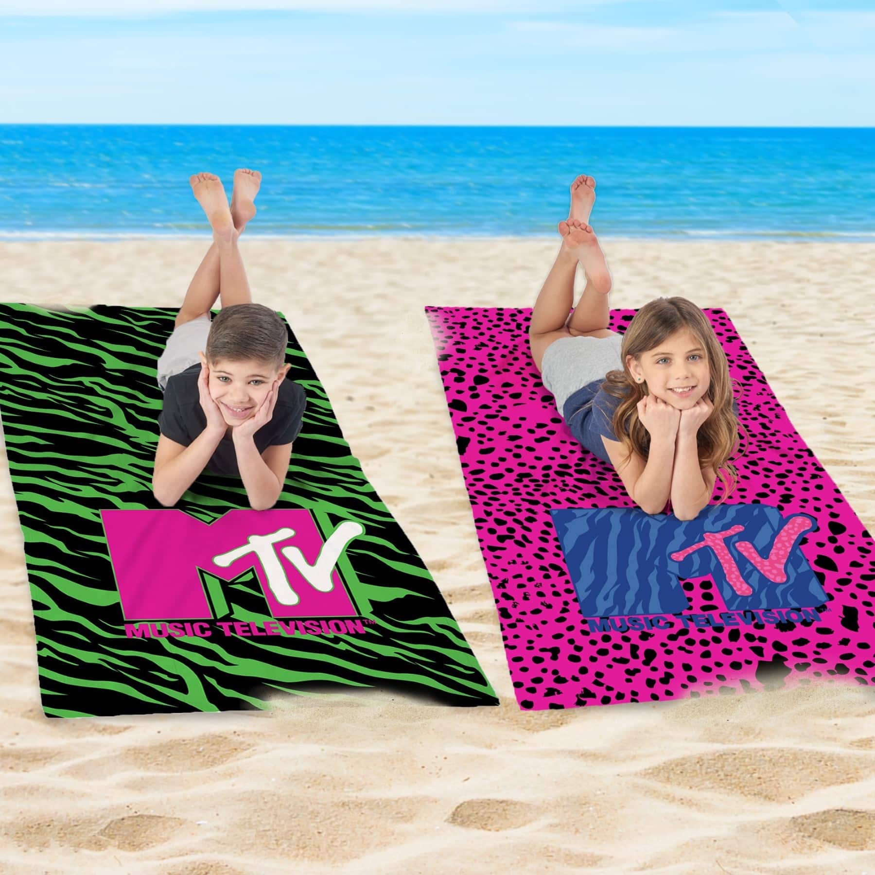 MTV's Neon Zebra + Pink Cheetah Beach Towel 2 Pack