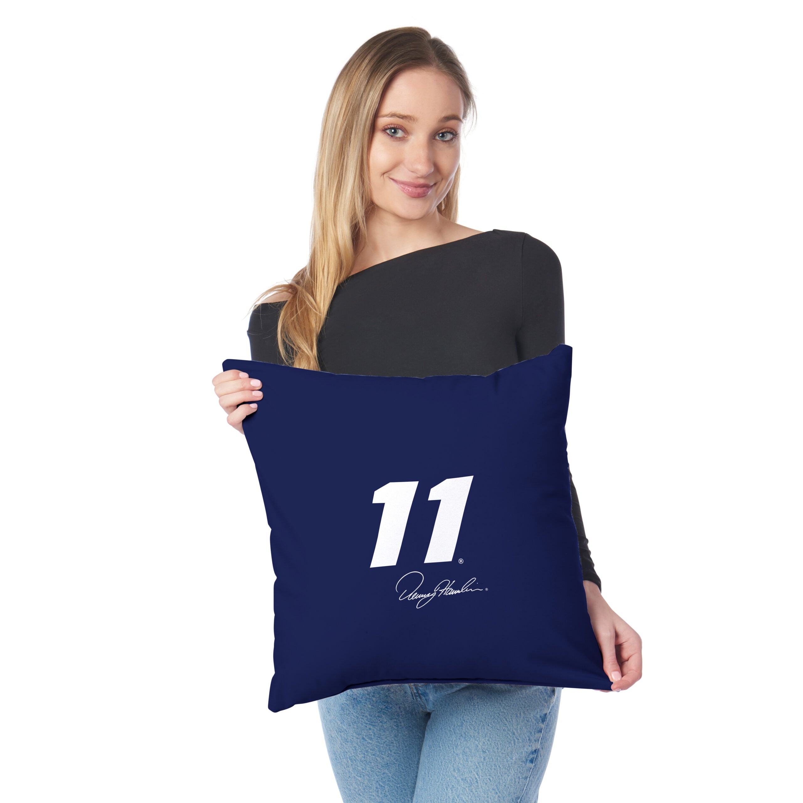 NASCAR Denny Hamlin Simple Speed Throw Pillow 18x18 inches