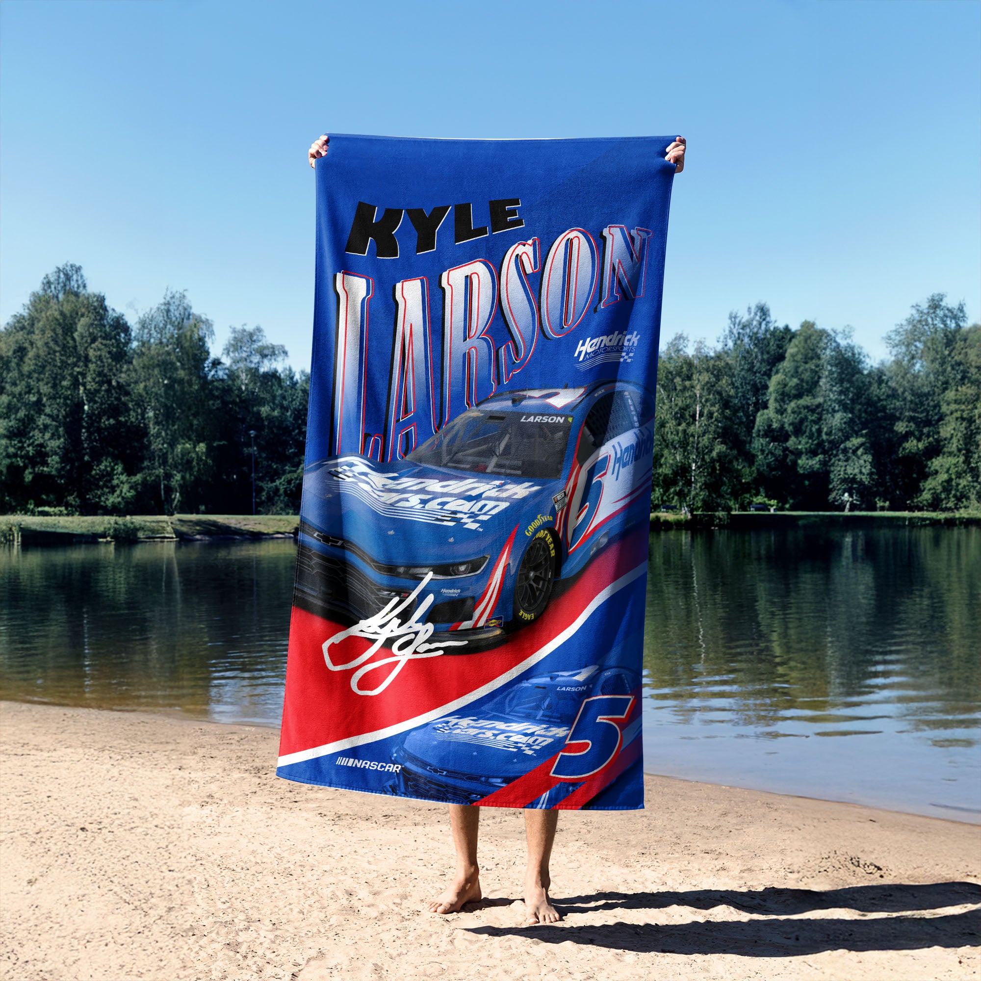 NASCAR Kyle Larson Reflection Sand Free Beach Towel 35x60 inches