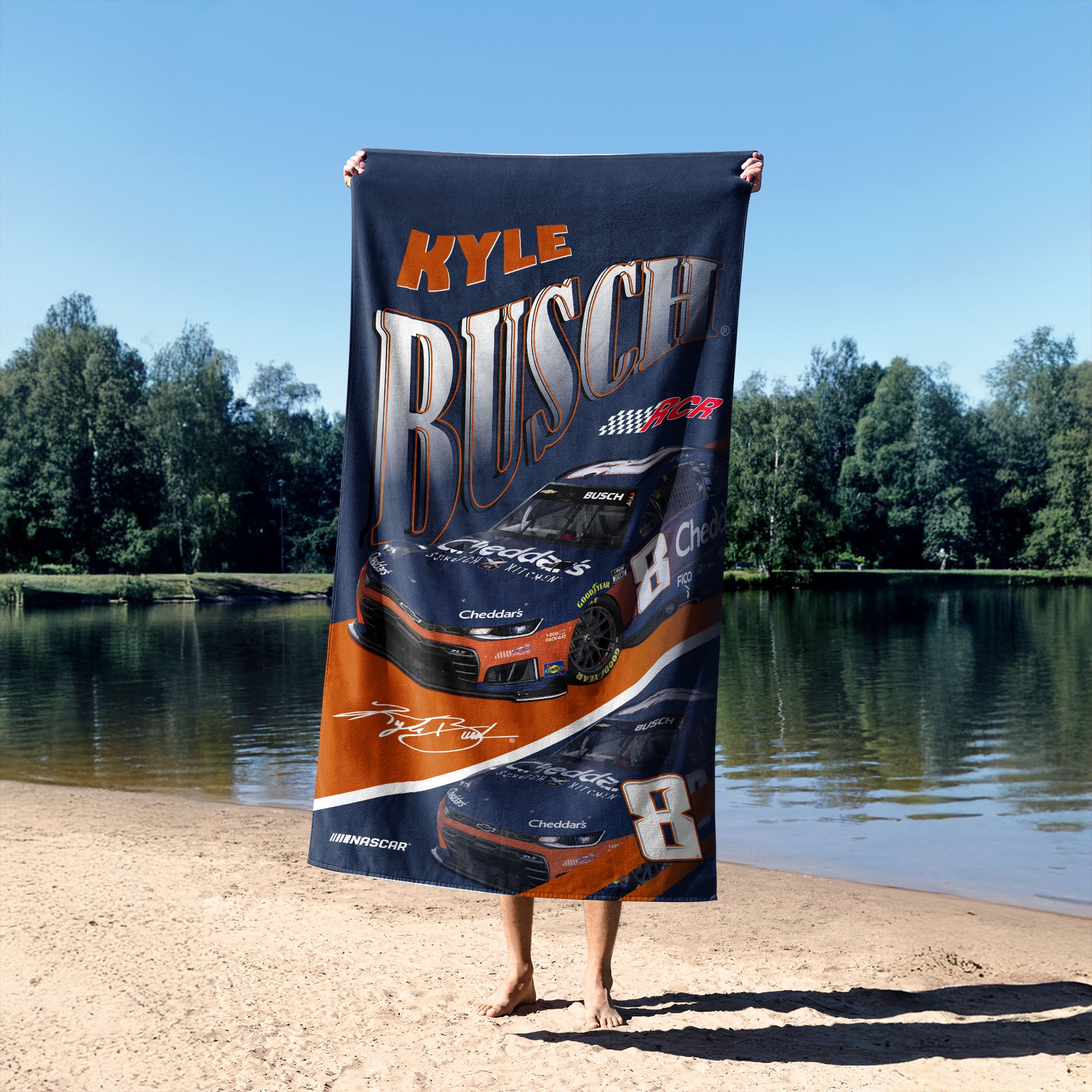 NASCAR Kyle Busch Cheddars Reflection Sand Free Beach Towel 35×60 inches