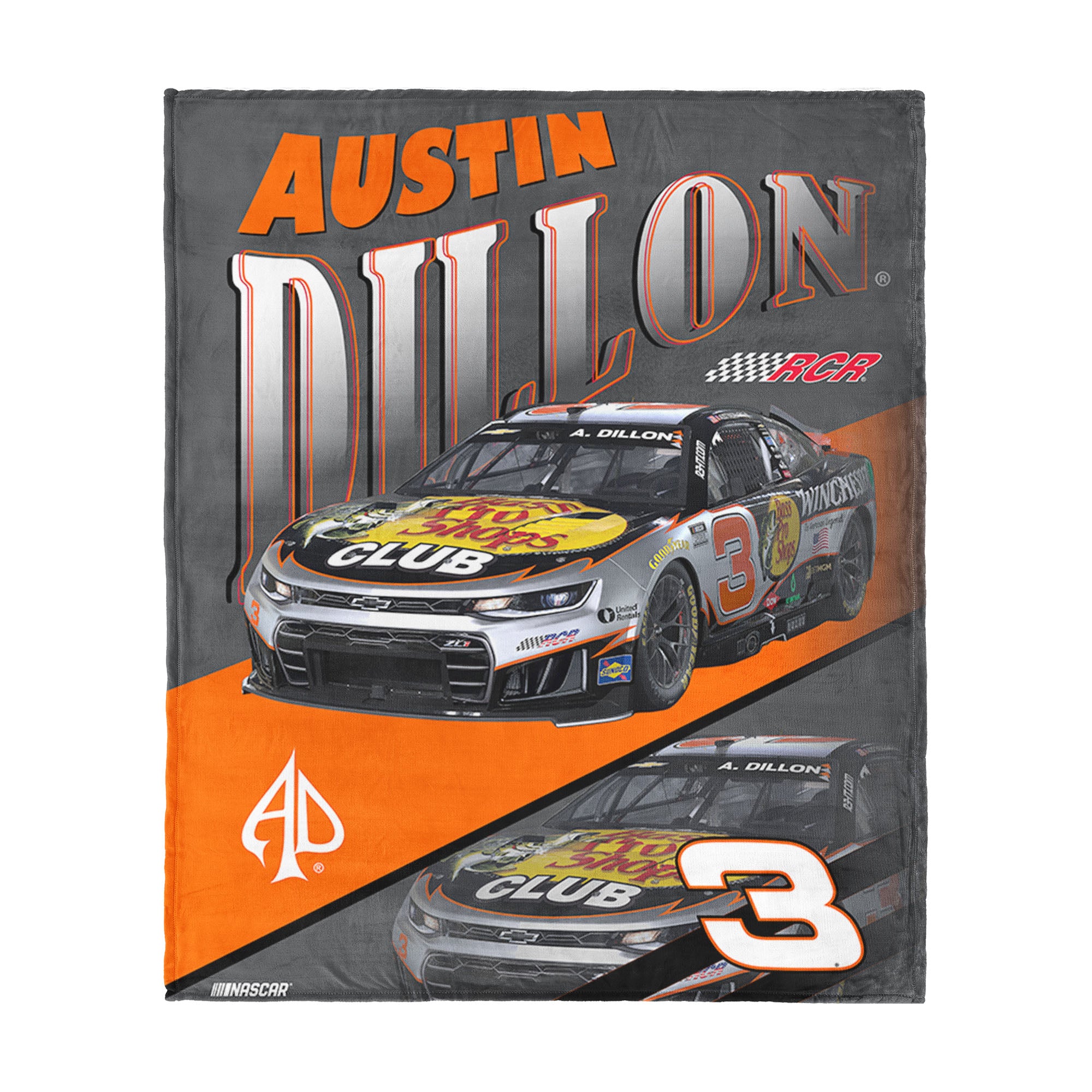NASCAR Austin Dillon Reflection Silk Touch Throw Blanket 46×60 inches