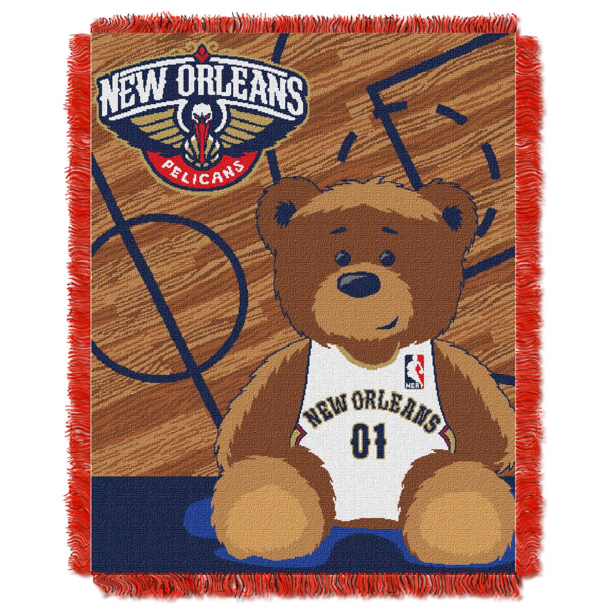 NBA New Orleans Pelicans Half Court Baby Throw Blanket 36x46 Inches