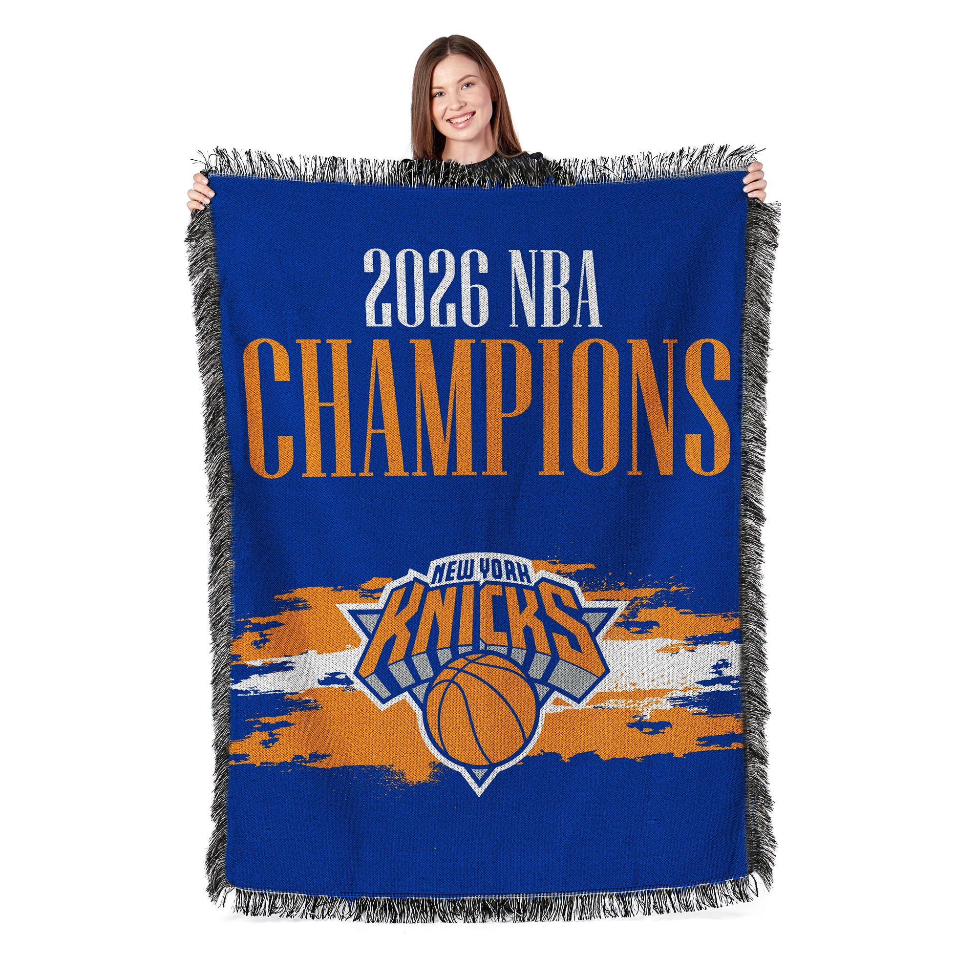New York Knicks 2026 NBA Champions Opulent Woven Tapestry 48x60 inches