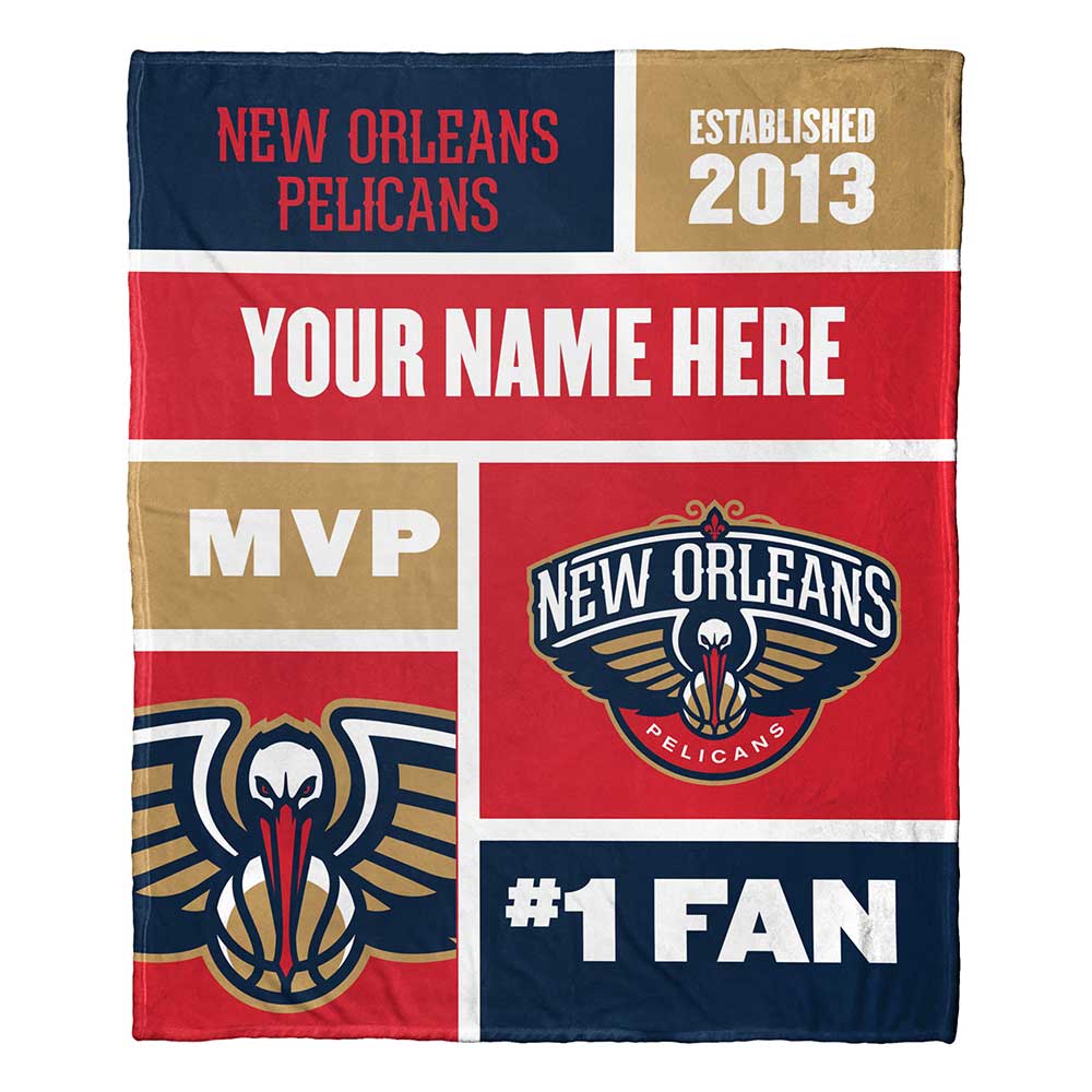 NBA New Orleans Pelicans Colorblock Personalized Silk Touch Throw Blanket 50x60 Inches