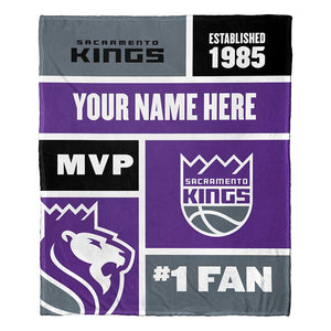 NBA Sacramento Kings Colorblock Personalized Silk Touch Throw Blanket 50x60 Inches