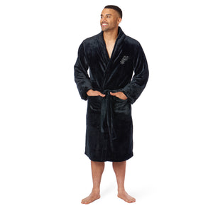 NBA San Antonio Spurs Black Mens Sherpa Bathrobe Large/XLarge