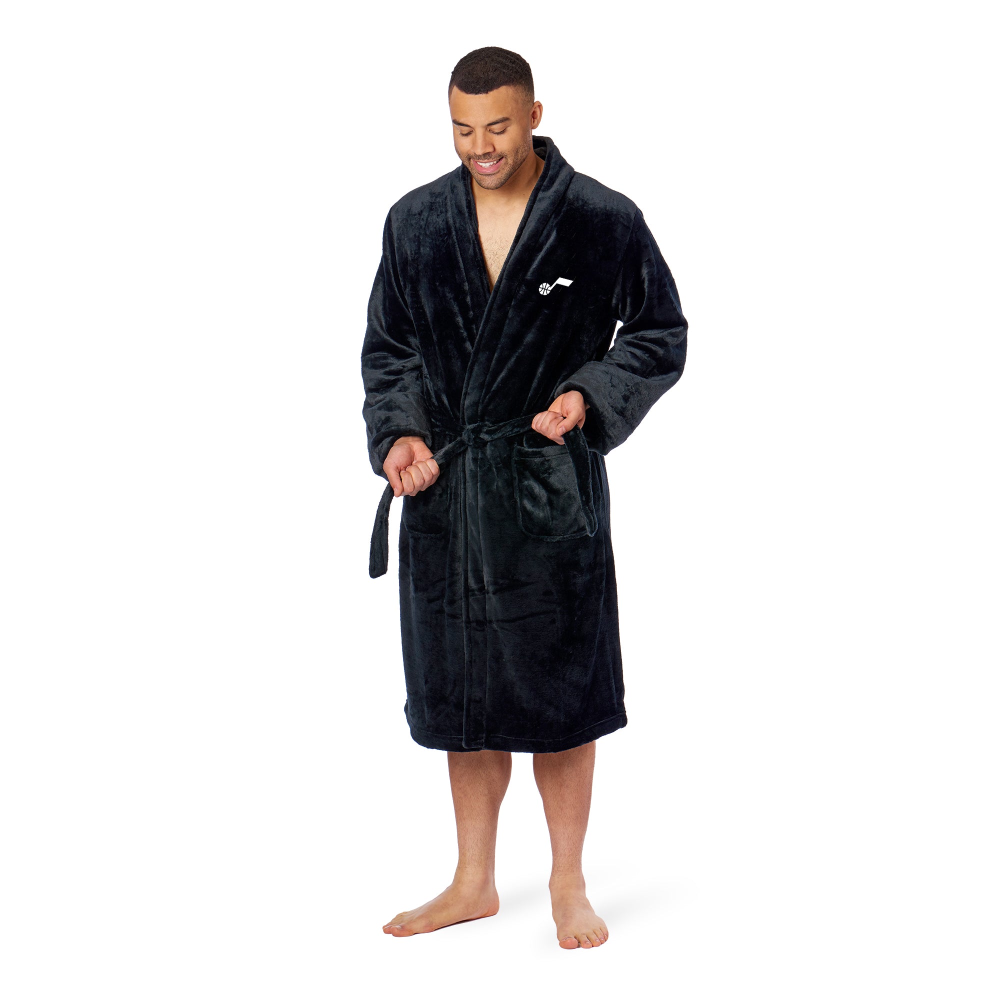 NBA Utah Jazz Black Mens Sherpa Bathrobe Large/XLarge