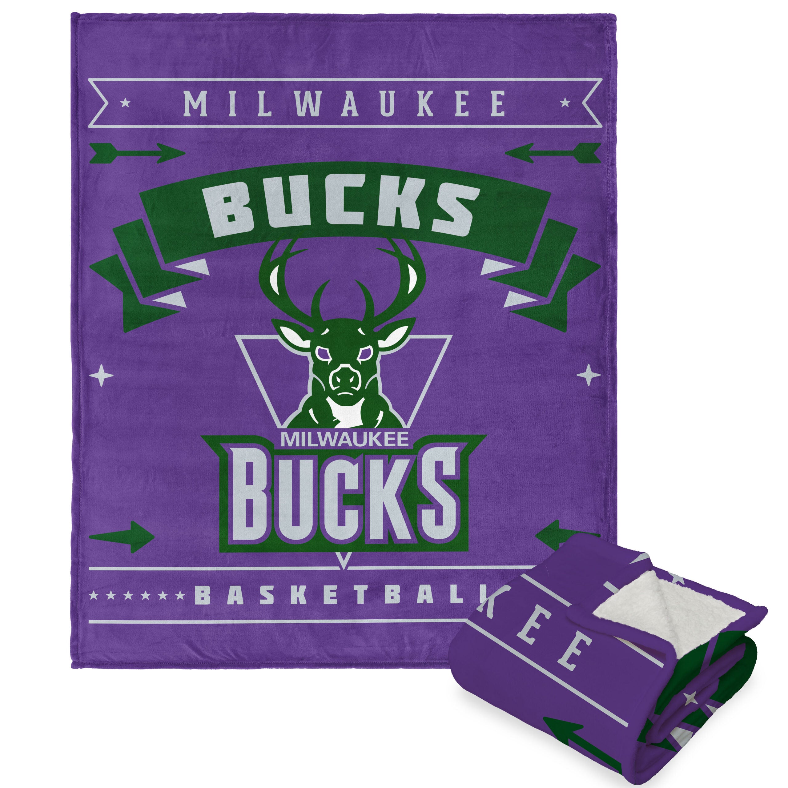 NBA Milwaukee Bucks Hardwood Classics Silk Touch Sherpa Throw Blanket 50x60 Inches