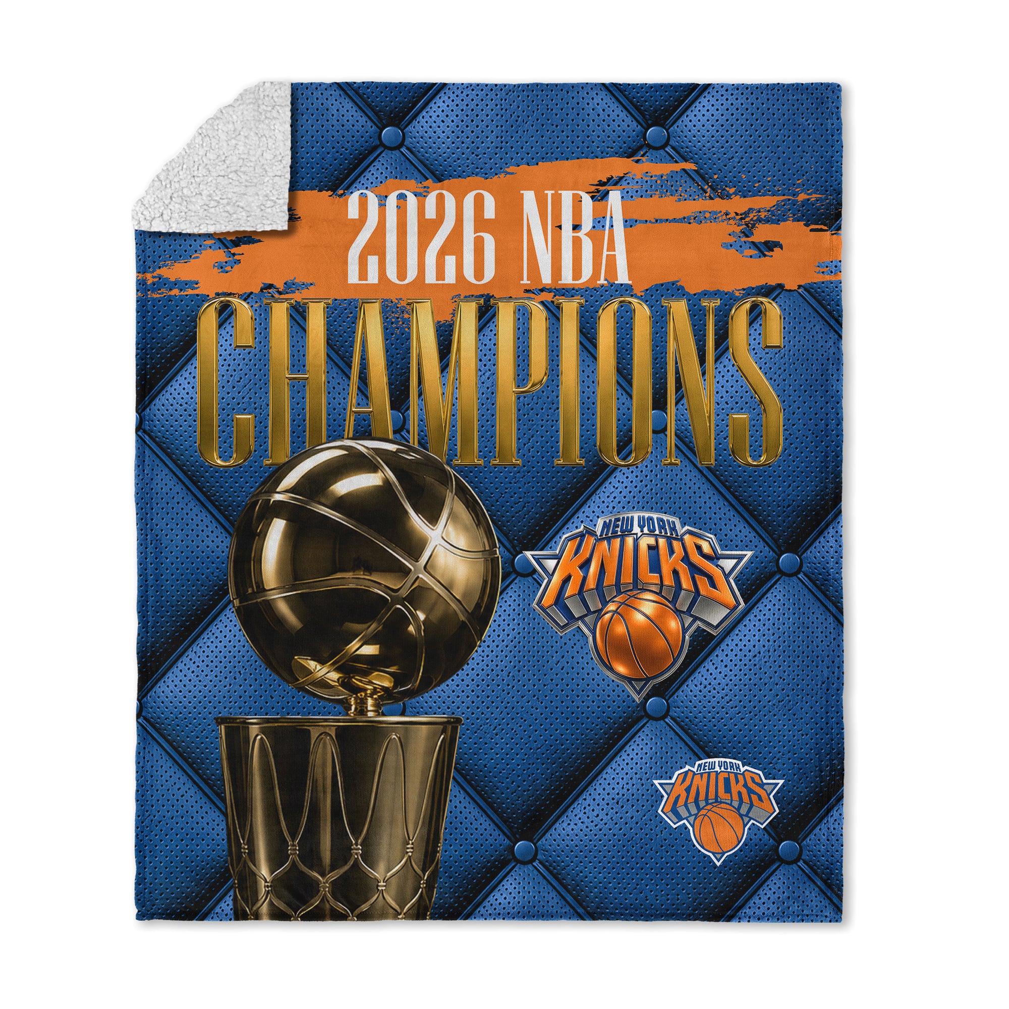 New York Knicks 2026 NBA Champions Noble Silk Touch Sherpa Throw Blanket 50x60 inches