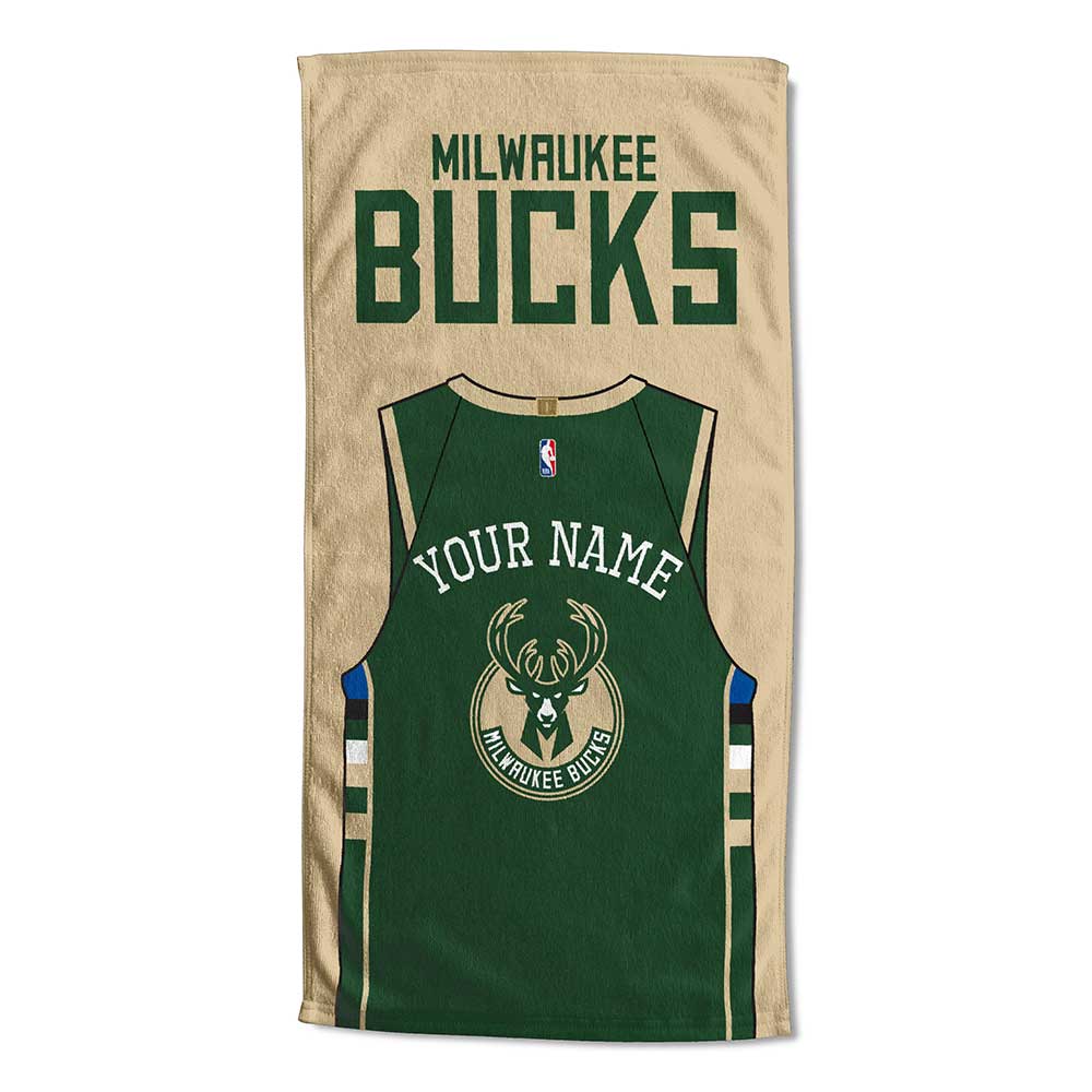 NBA Milwaukee Bucks Jersey Personalized Beach Towel 30x60 Inches