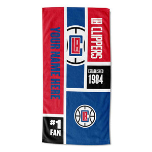 NBA Los Angeles Clippers Colorblock Personalized Beach Towel 30x60 Inches