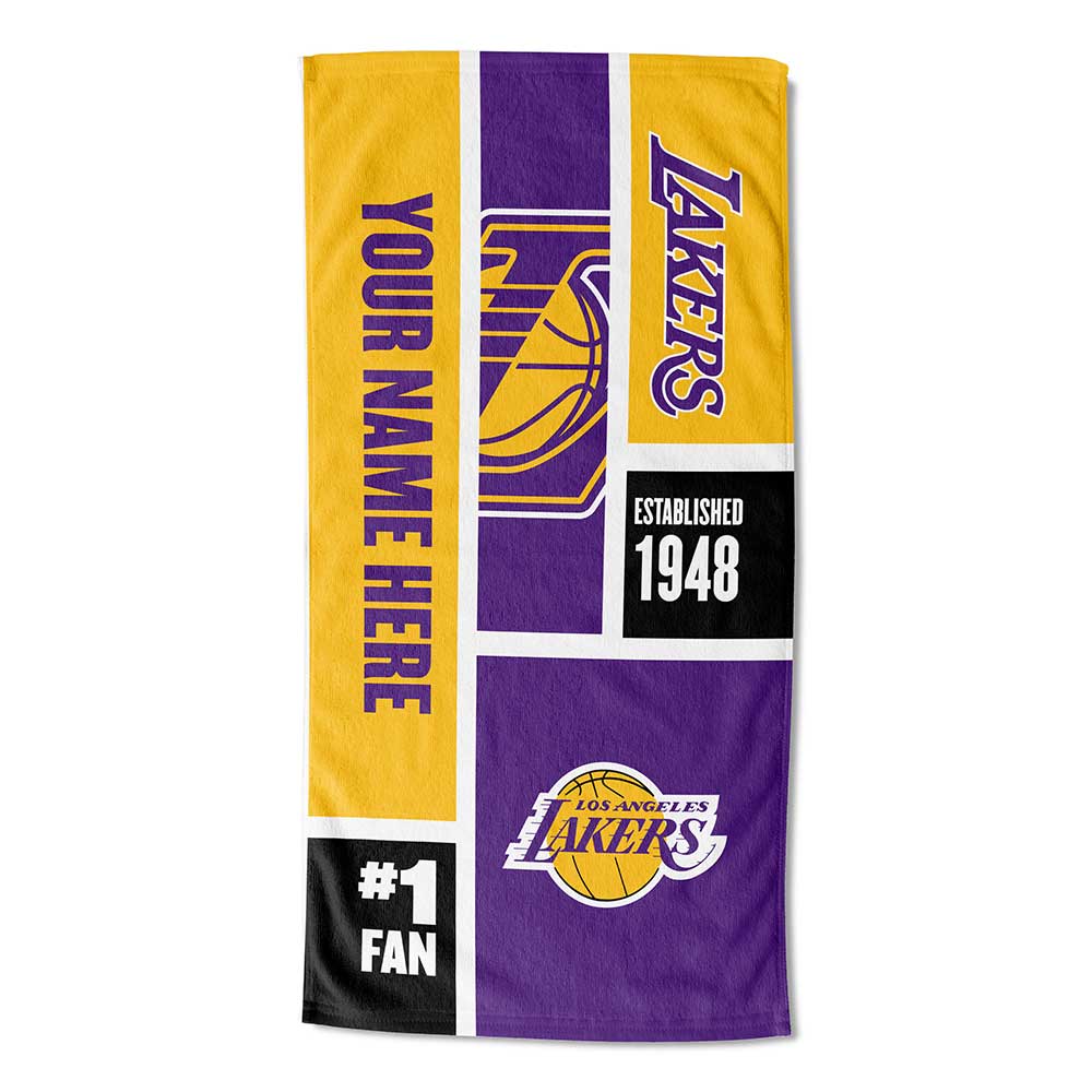 NBA Los Angeles Lakers Colorblock Personalized Beach Towel 30x60 Inches