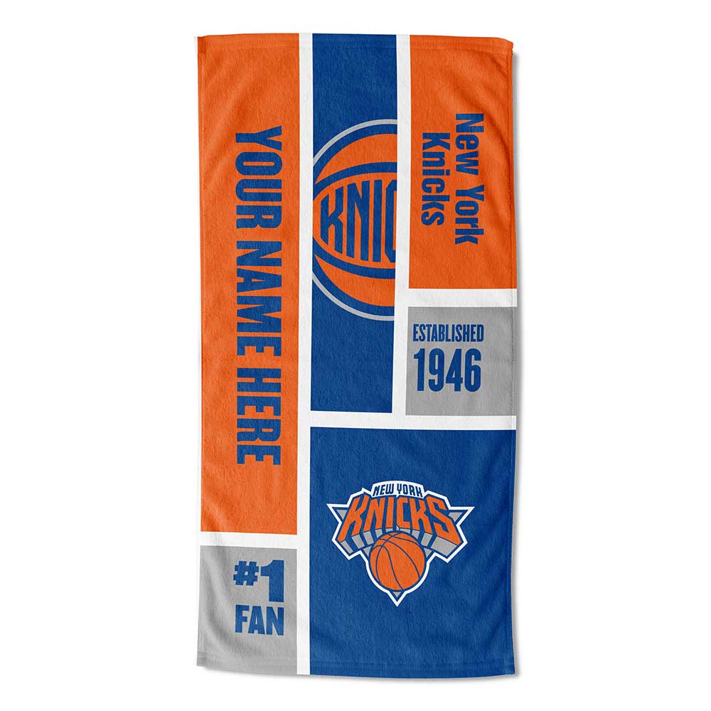 NBA New York Knicks Colorblock Personalized Beach Towel 30x60 Inches