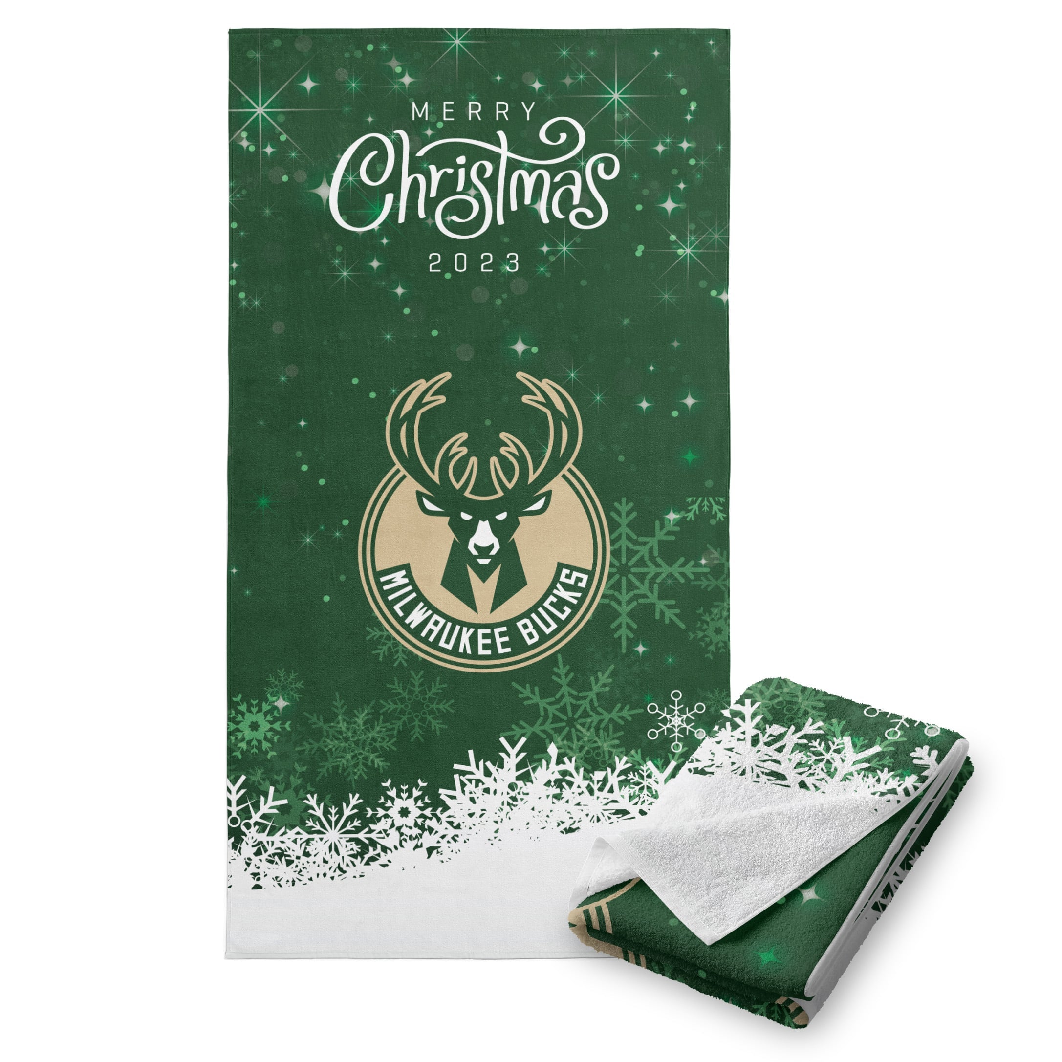 NBA Milwaukee Bucks Christmas 2023 Beach Towel 30x60 Inches