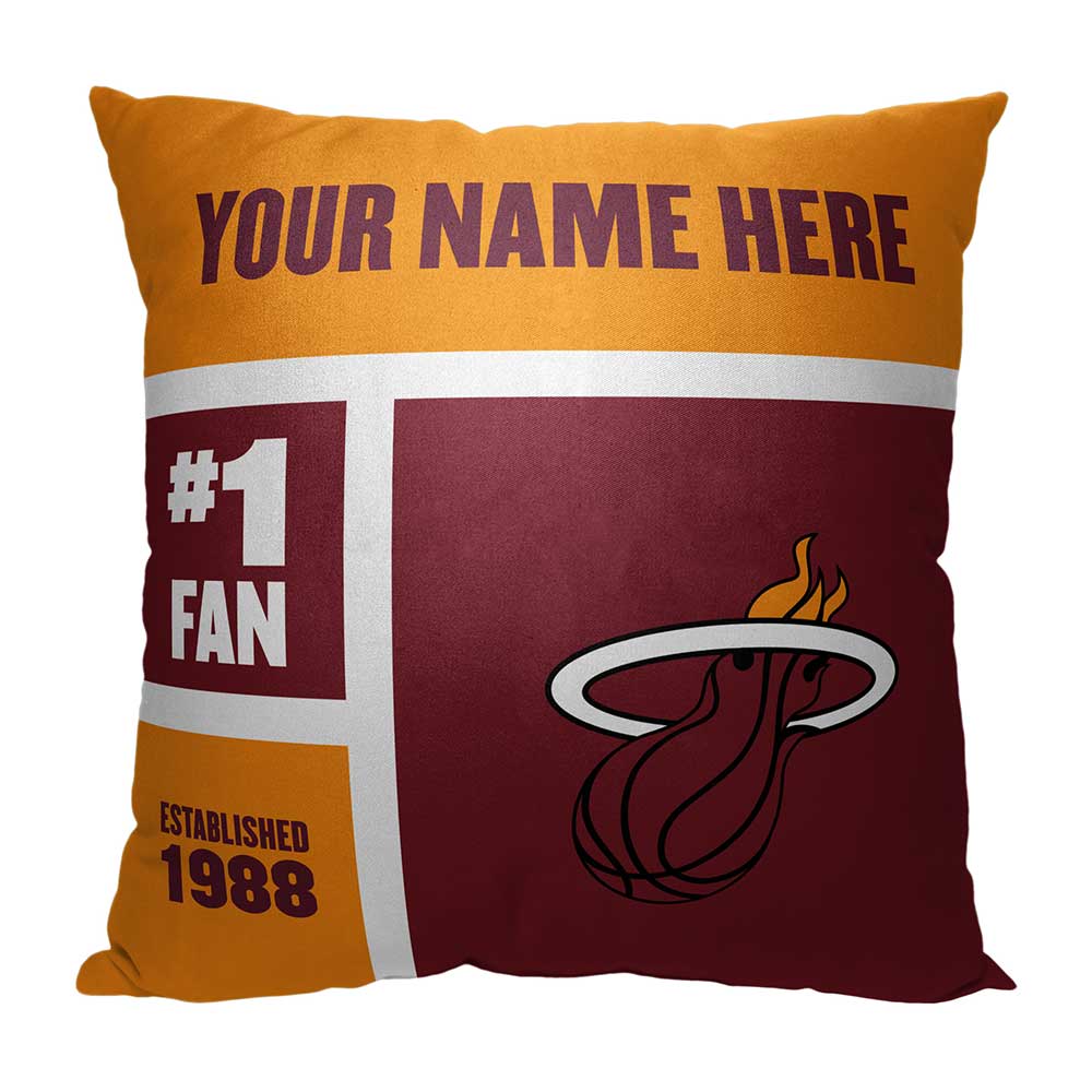 NBA Miami Heat Colorblock Personalized Throw Pillow 18x18 Inches