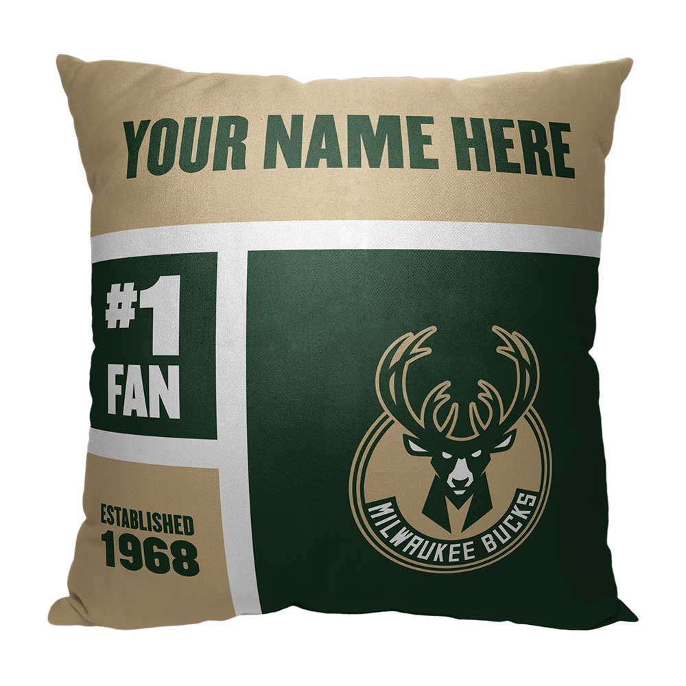 NBA Milwaukee Bucks Colorblock Personalized Throw Pillow 18x18 Inches