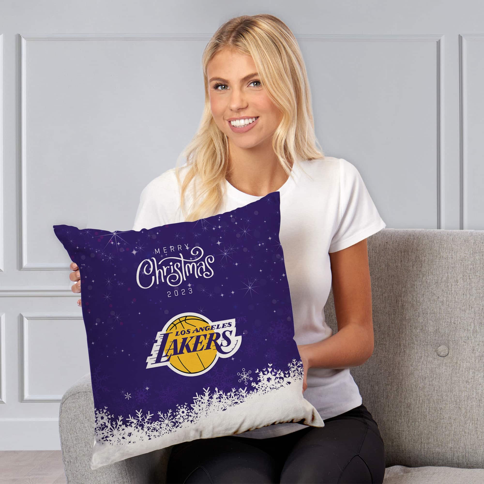 NBA Los Angeles Lakers Christmas 2023 Throw Pillow 18x18 Inches