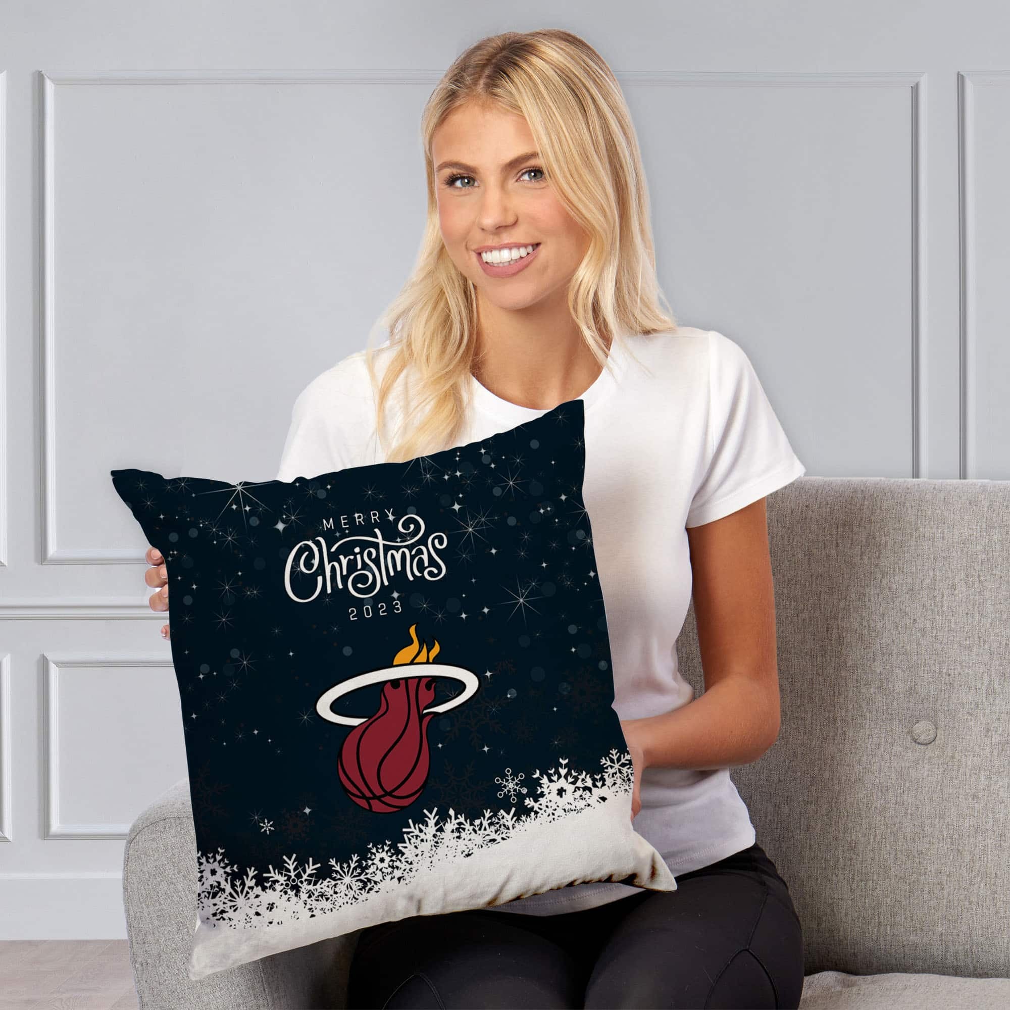 NBA Miami Heat Christmas 2023 Throw Pillow 18x18 Inches