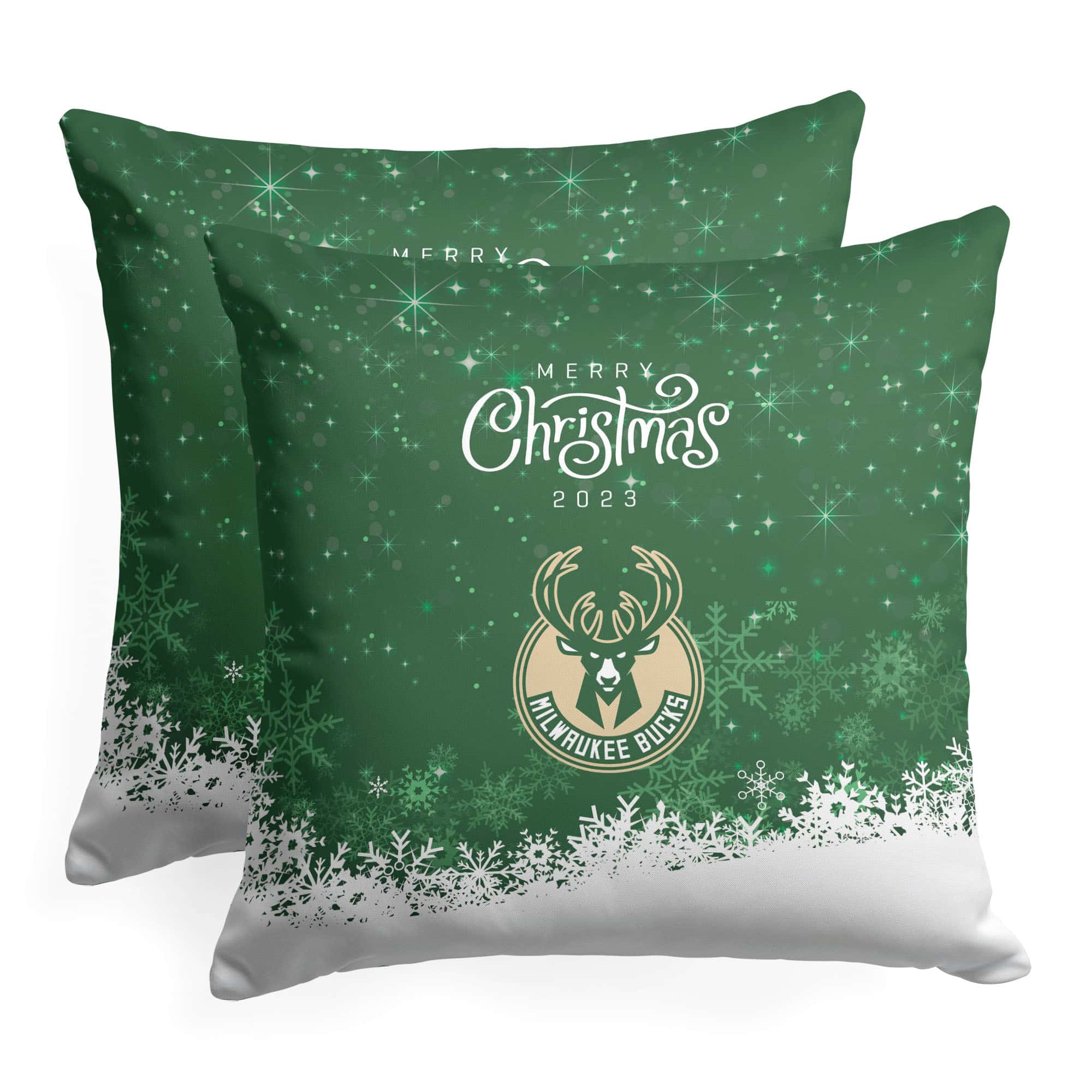 NBA Milwaukee Bucks Christmas 2023 Throw Pillow 18x18 Inches