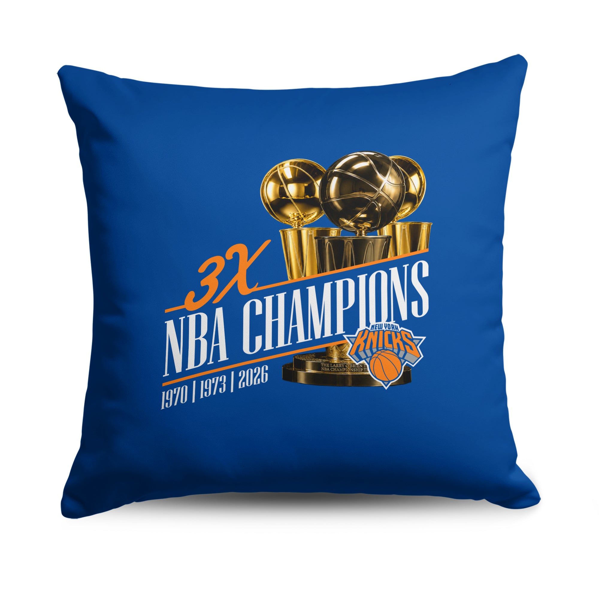 New York Knicks 2026 NBA Multi-Champs Legacy Throw Pillow 18x18 inches