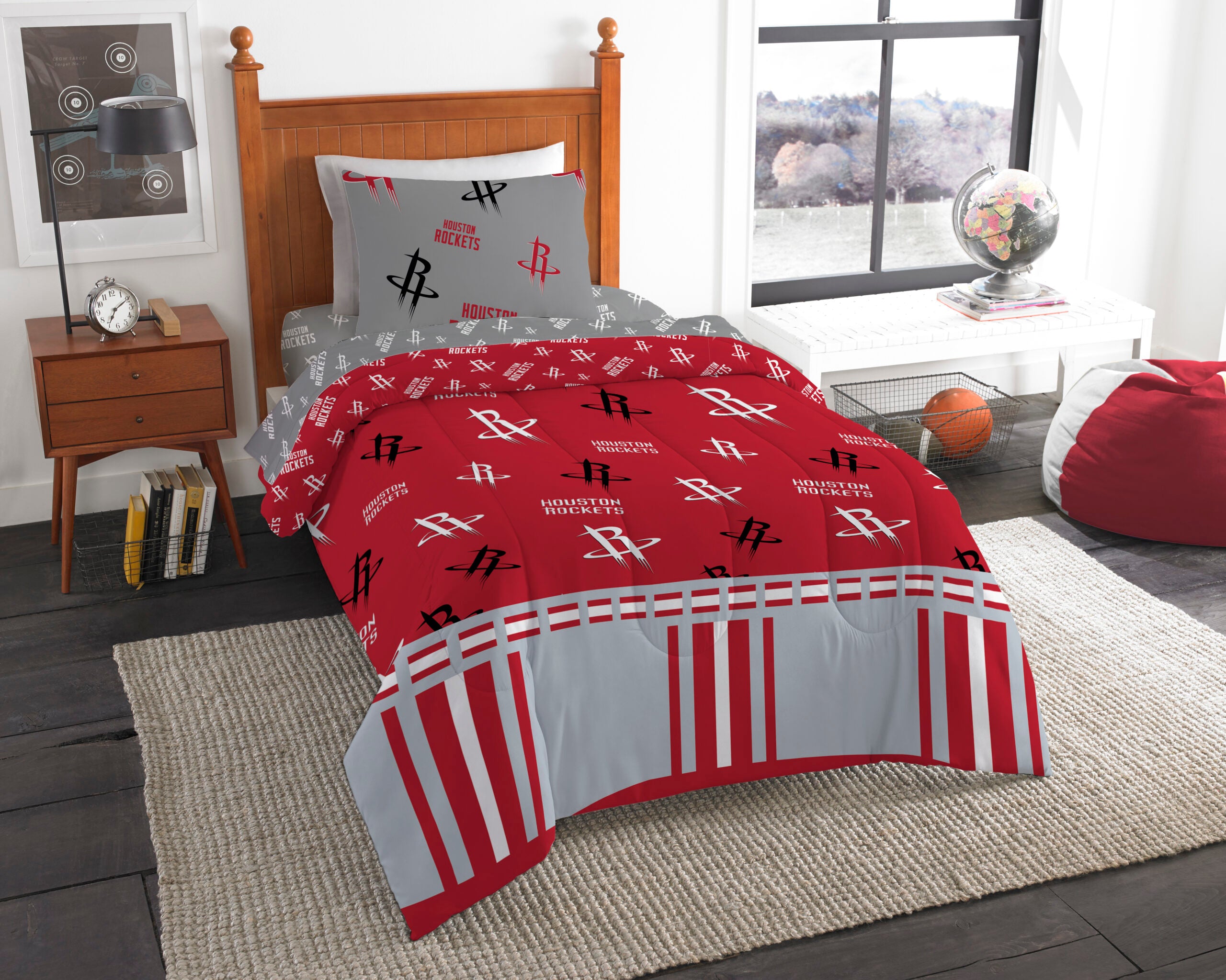 NBA Houston Rockets Rotary Twin Bed In a Bag Set