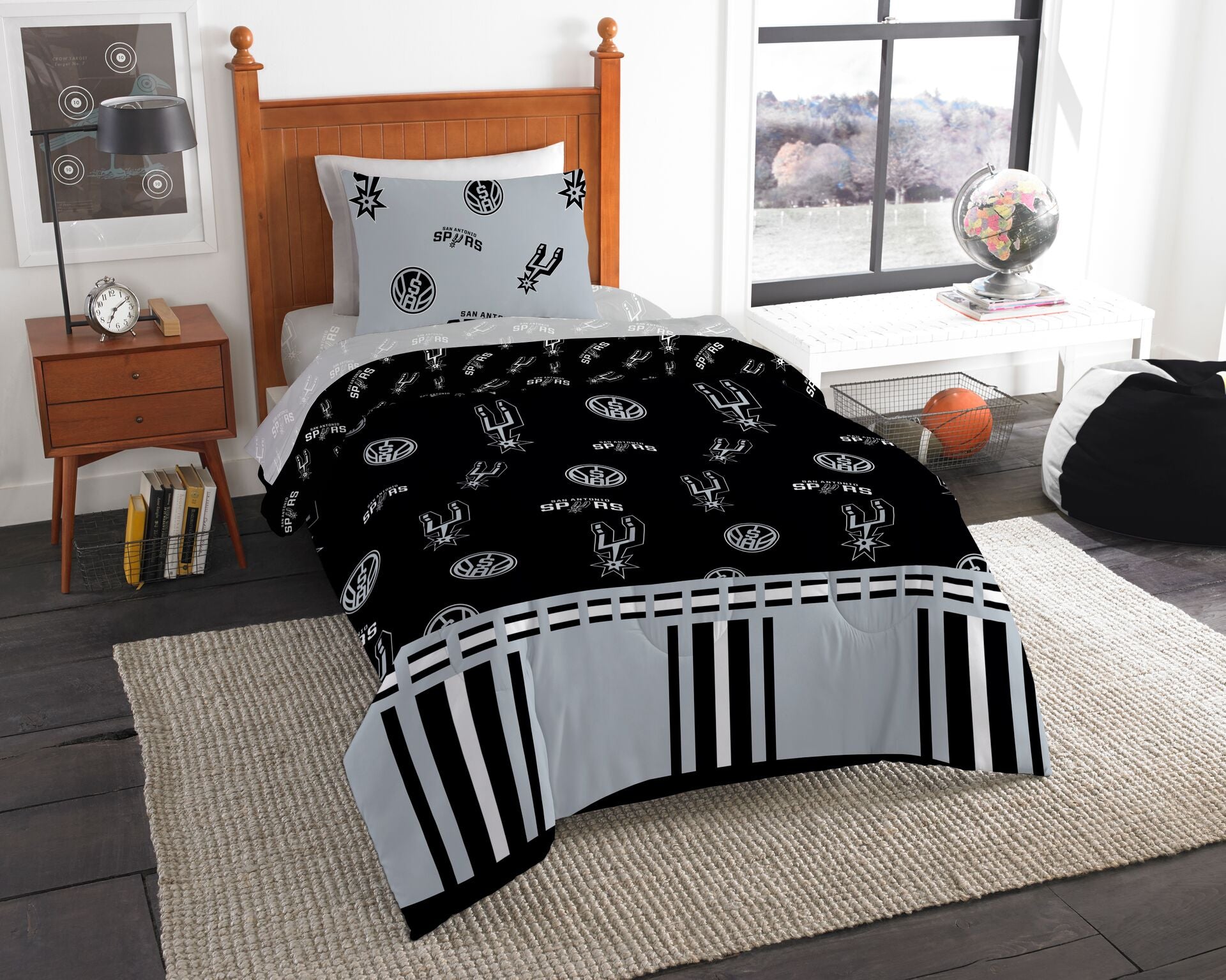 NBA San Antonio Spurs Rotary Twin Bed In a Bag Set