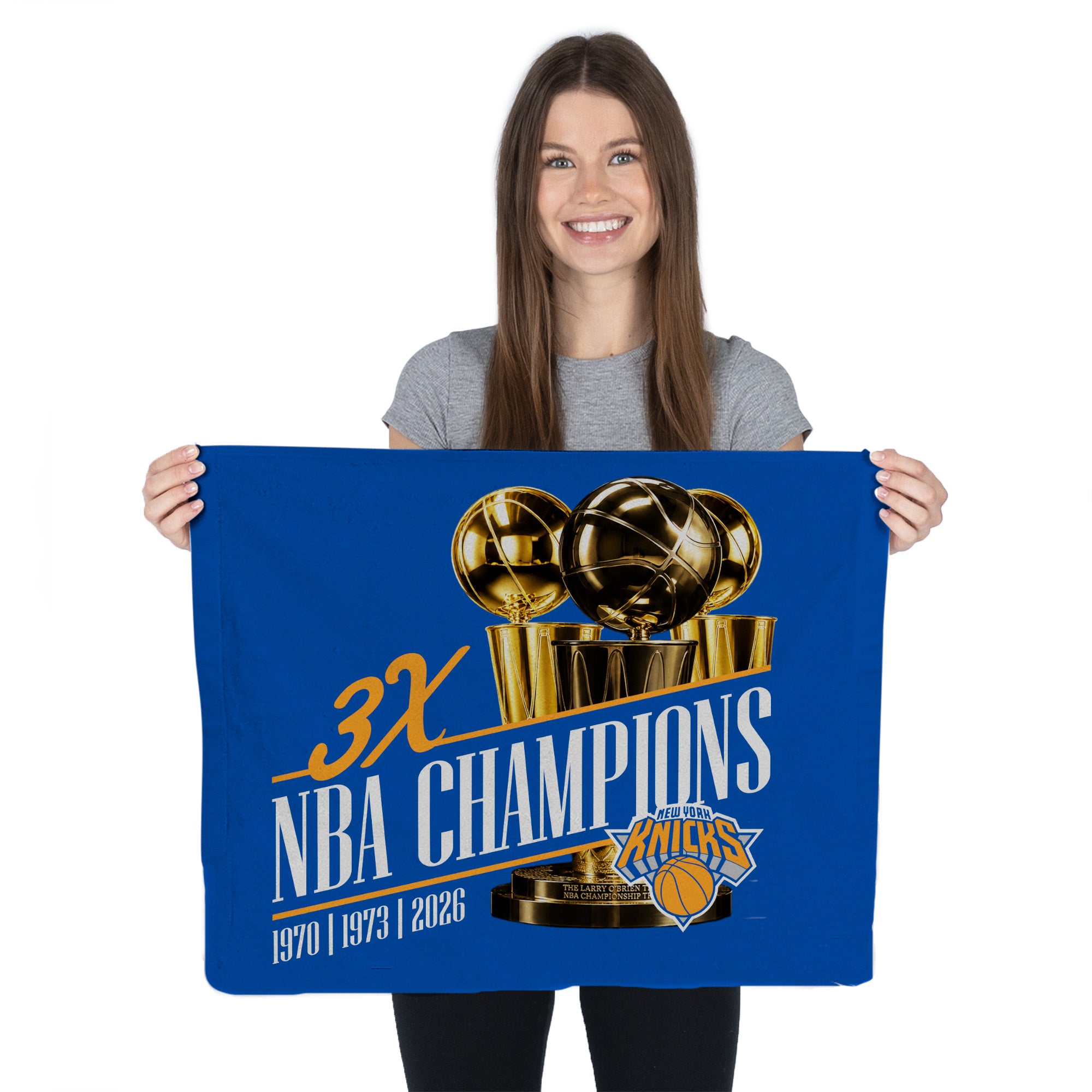 New York Knicks 2026 NBA Multi-Champs Defended Rally Towel 15x18 inches