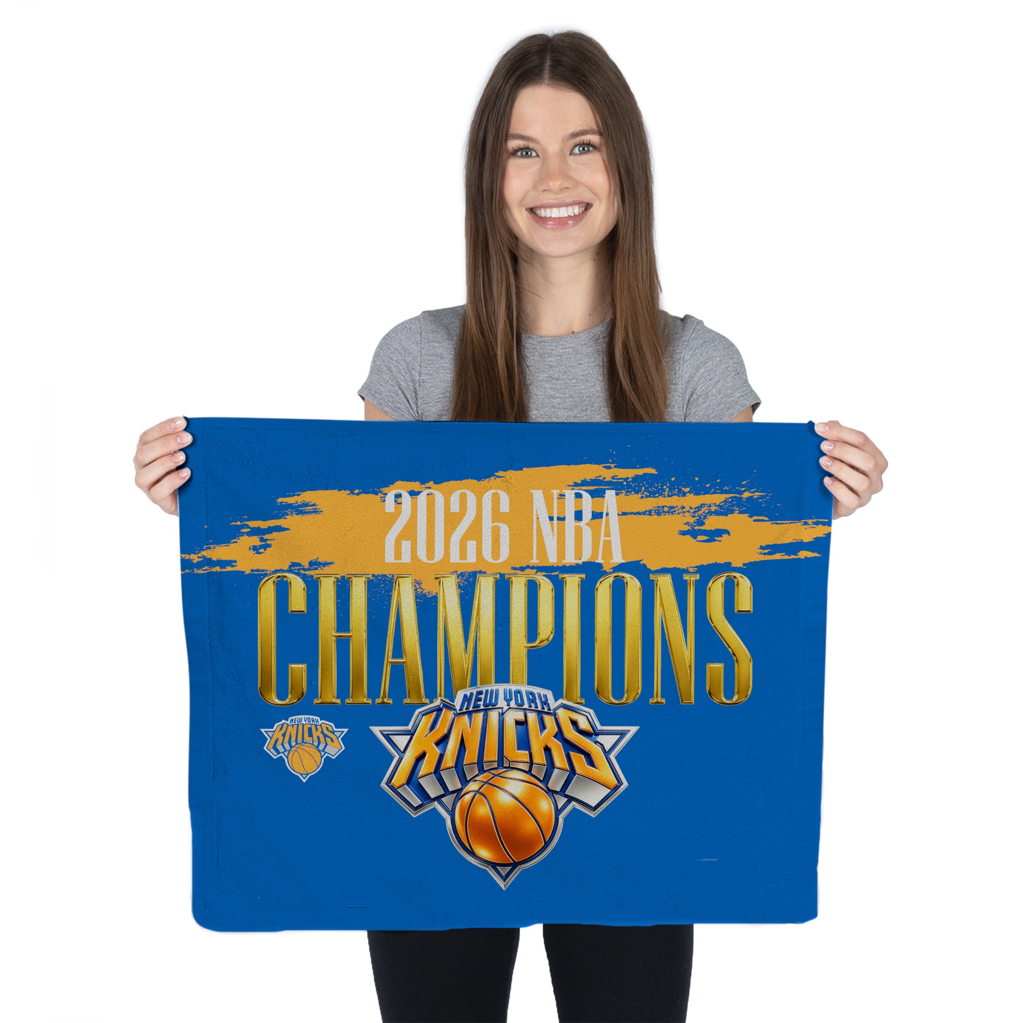 New York Knicks 2026 NBA Champions Majestic Rally Towel 15x18 inches