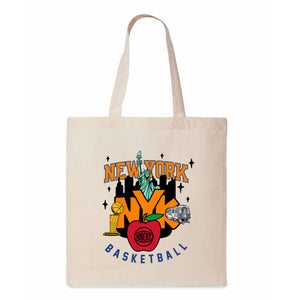 New York Knicks Big Apple Basketball Canvas Tote Bag 14x15 inches