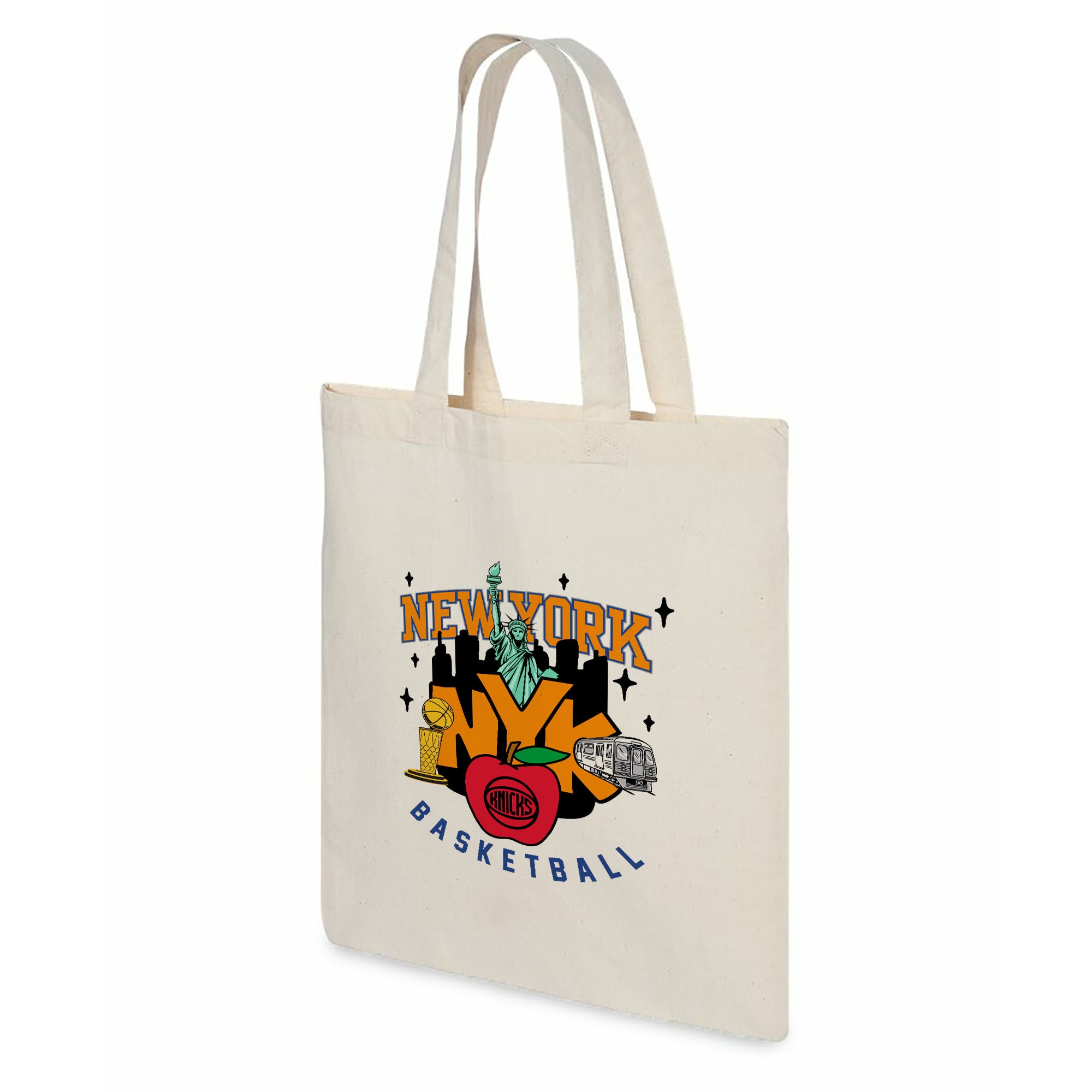 New York Knicks Big Apple Basketball Canvas Tote Bag 14x15 inches