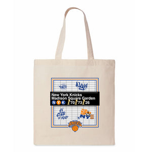 New York Knicks Subway Stop Canvas Tote Bag 14x15 inches