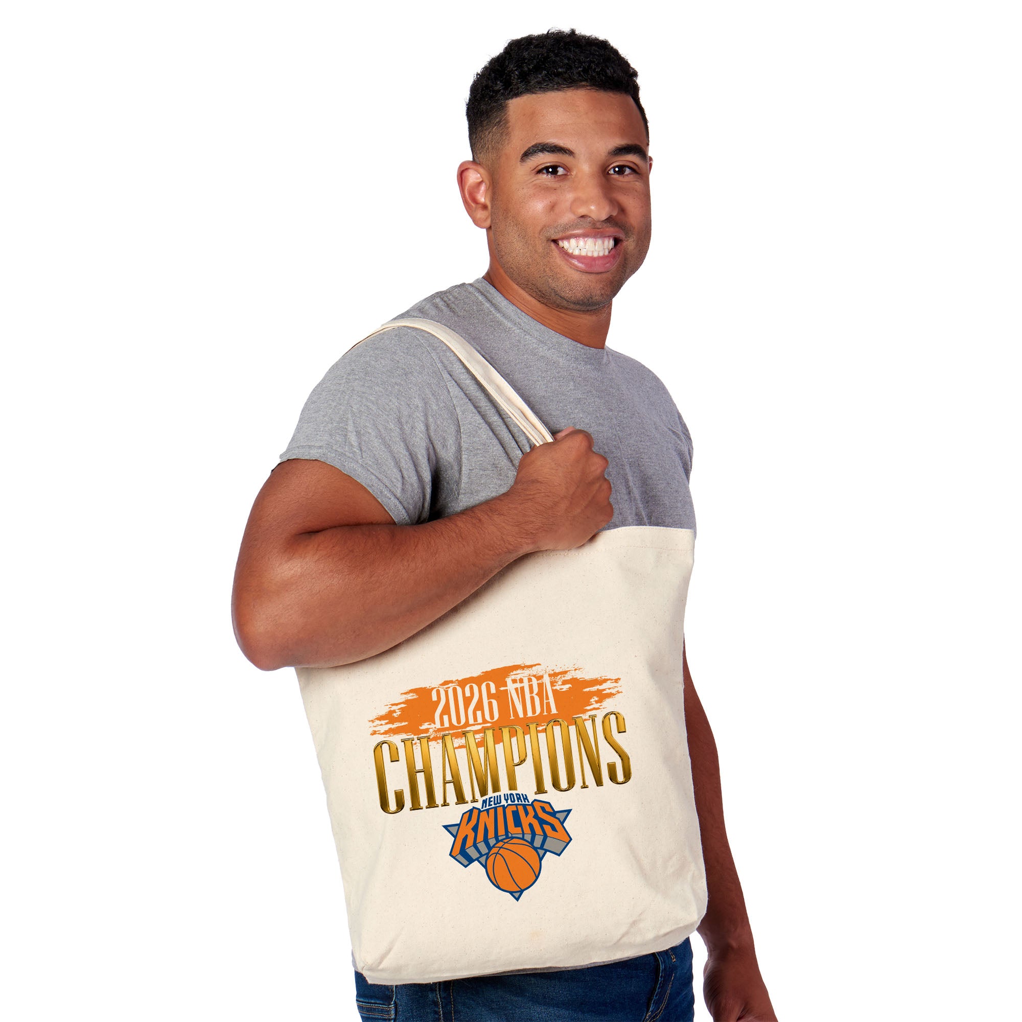 New York Knicks 2026 NBA Champions Pinnacle Tote Bag 14x15 inches