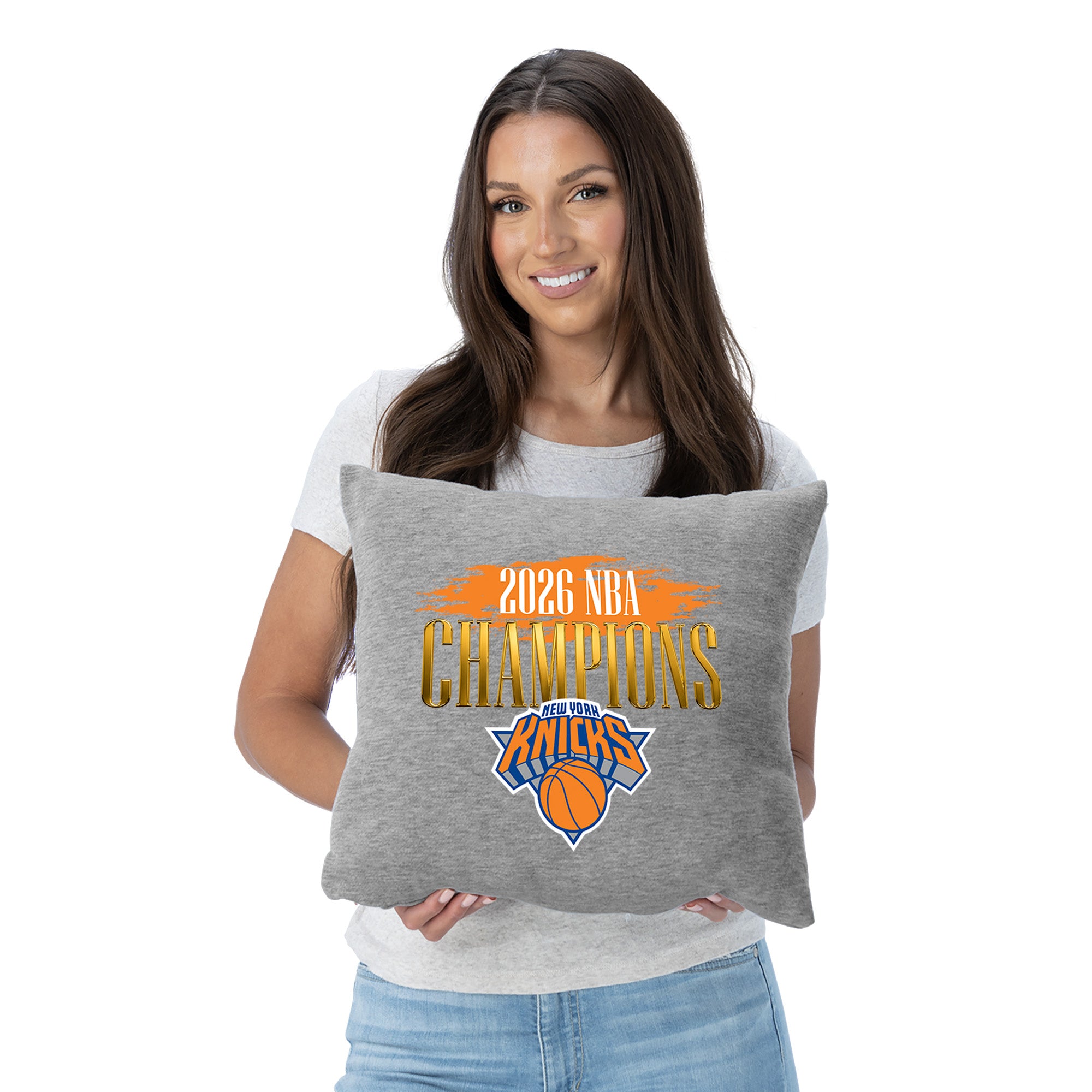 New York Knicks 2026 NBA Champions Pinnacle Sweatshirt Pillow 16x16 inches