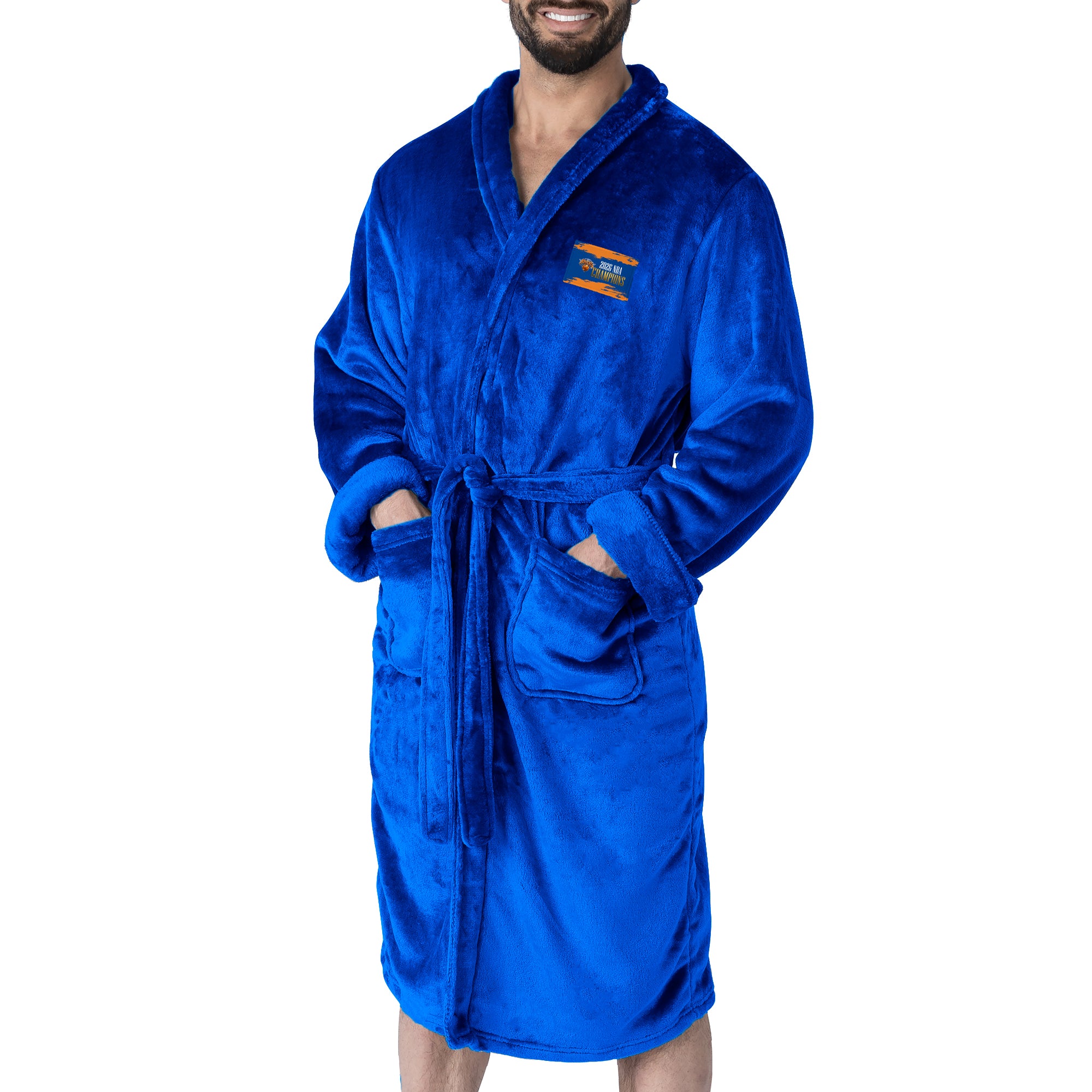 New York Knicks 2026 NBA Champions Vanguard Royal Silk Touch Robe Large/XLarge