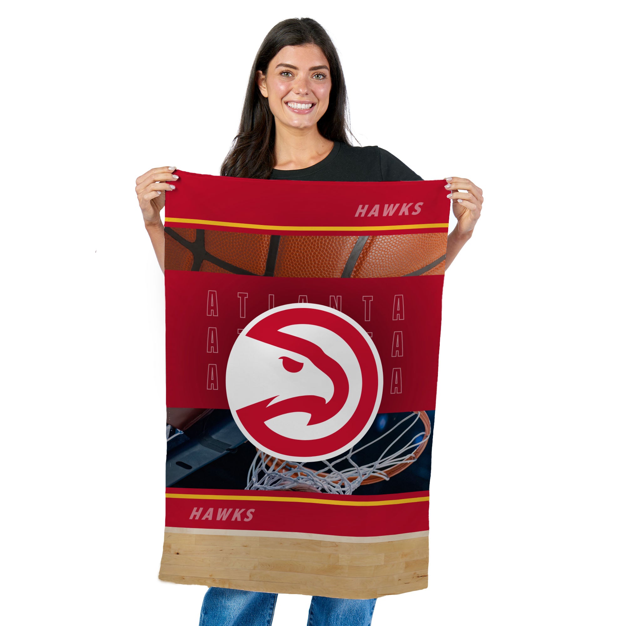 NBA Atlanta Hawks Detailed Collage Wall Hanging Tapestry 24x36 inches