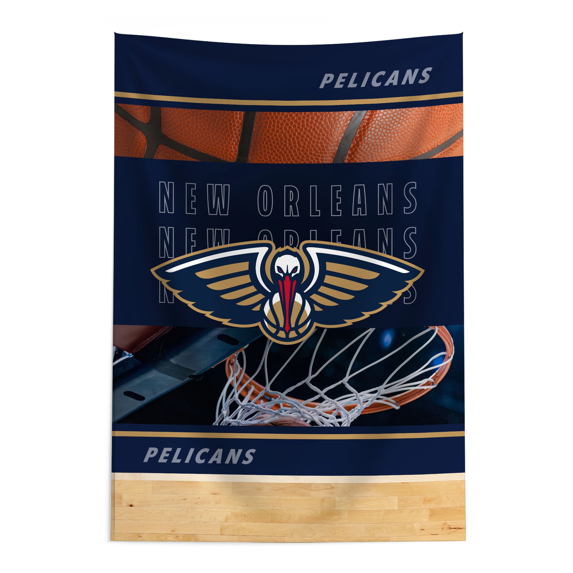 NBA New Orleans Pelicans Detailed Collage Wall Hanging Tapestry 24x36 inches