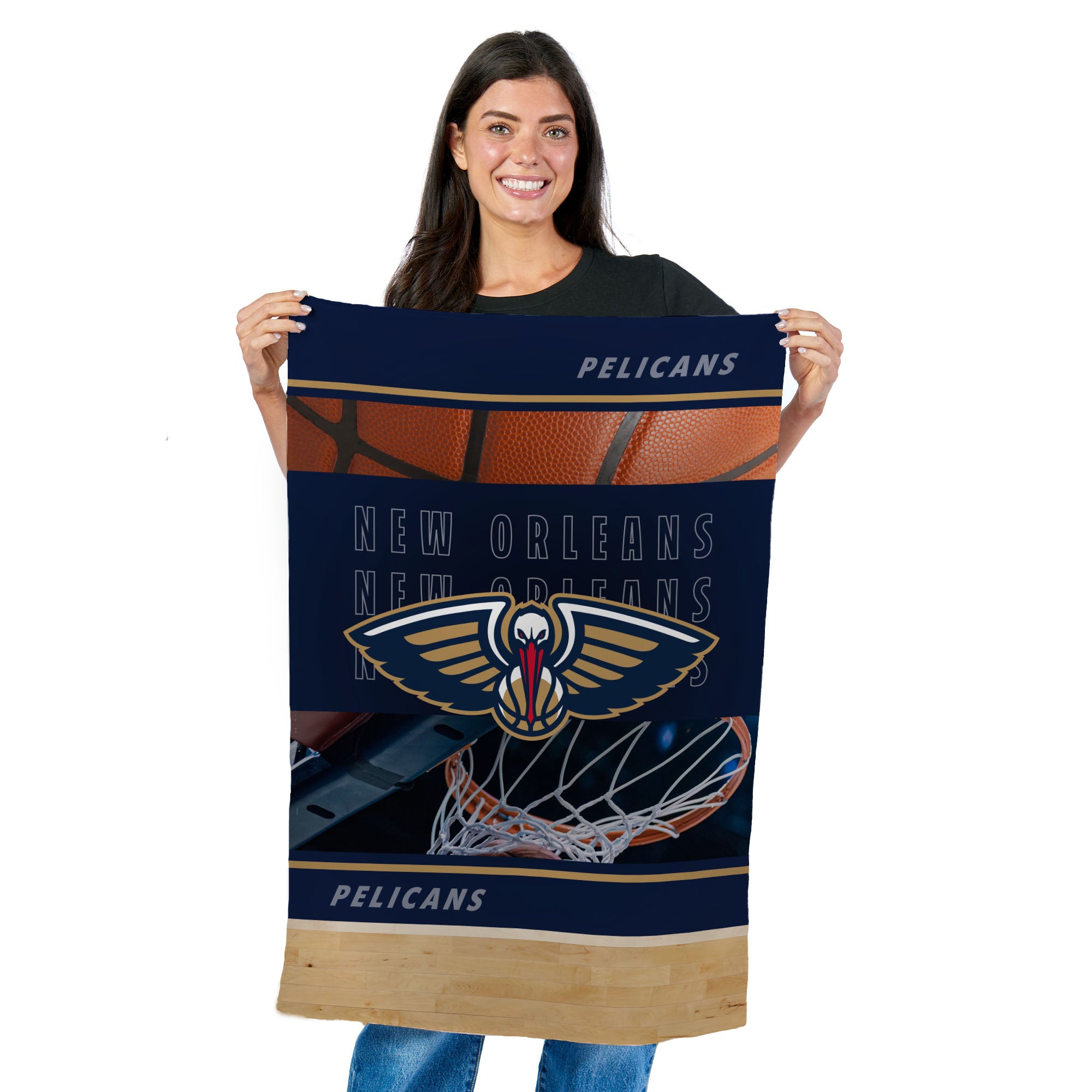 NBA New Orleans Pelicans Detailed Collage Wall Hanging Tapestry 24x36 inches
