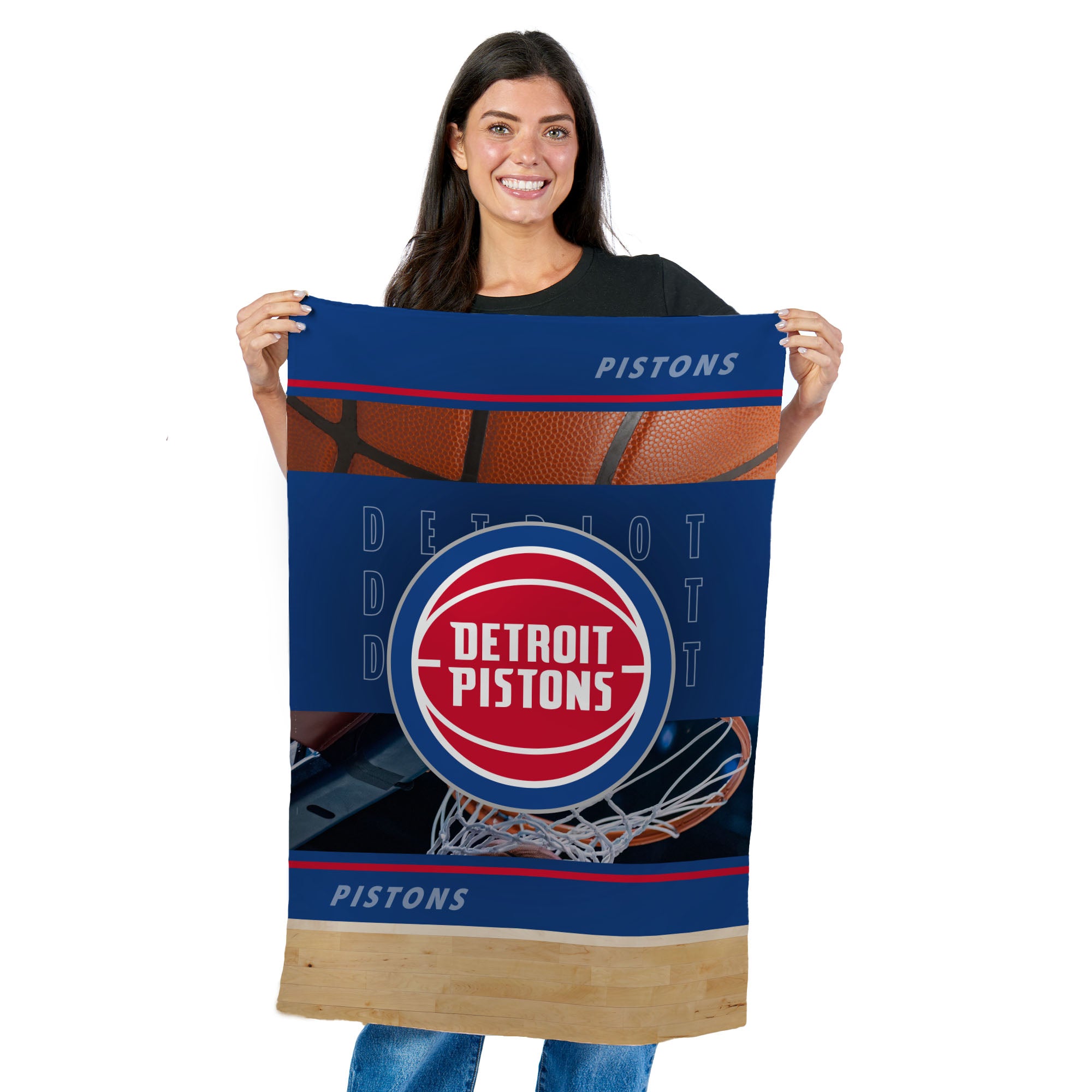 NBA Detroit Pistons Detailed Collage Wall Hanging Tapestry 24x36 inches