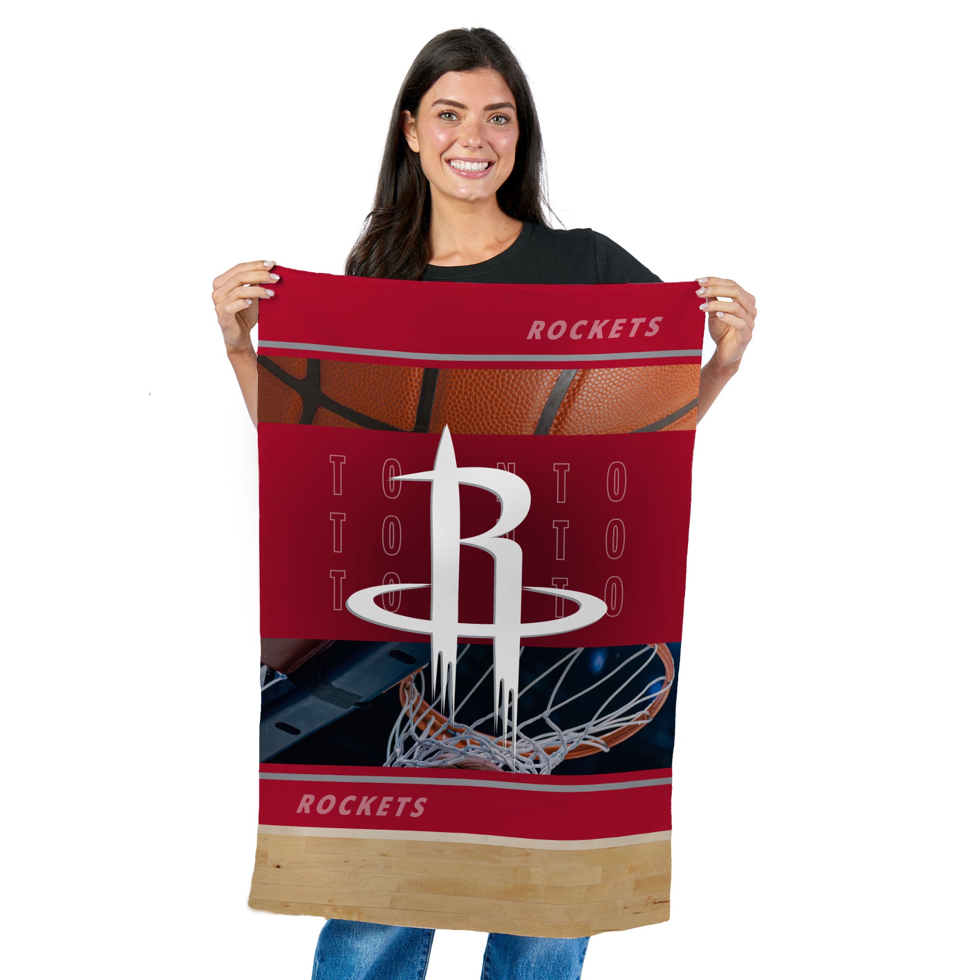 NBA Houston Rockets Detailed Collage Wall Hanging Tapestry 24x36 inches