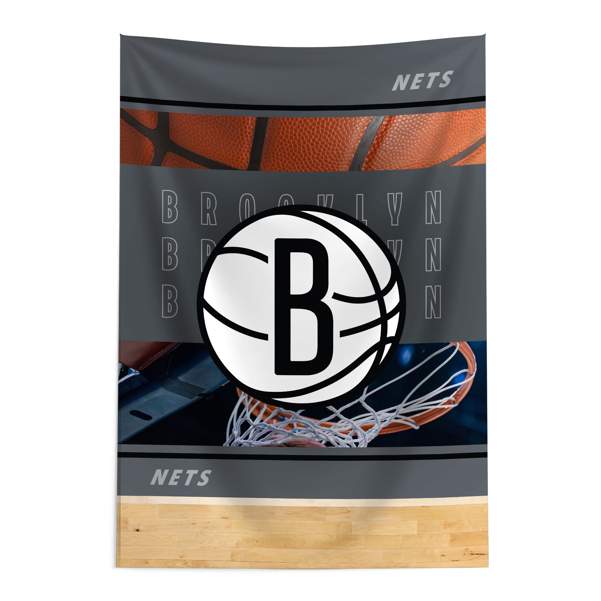 NBA Brooklyn Nets Detailed Collage Wall Hanging Tapestry 24x36 inches