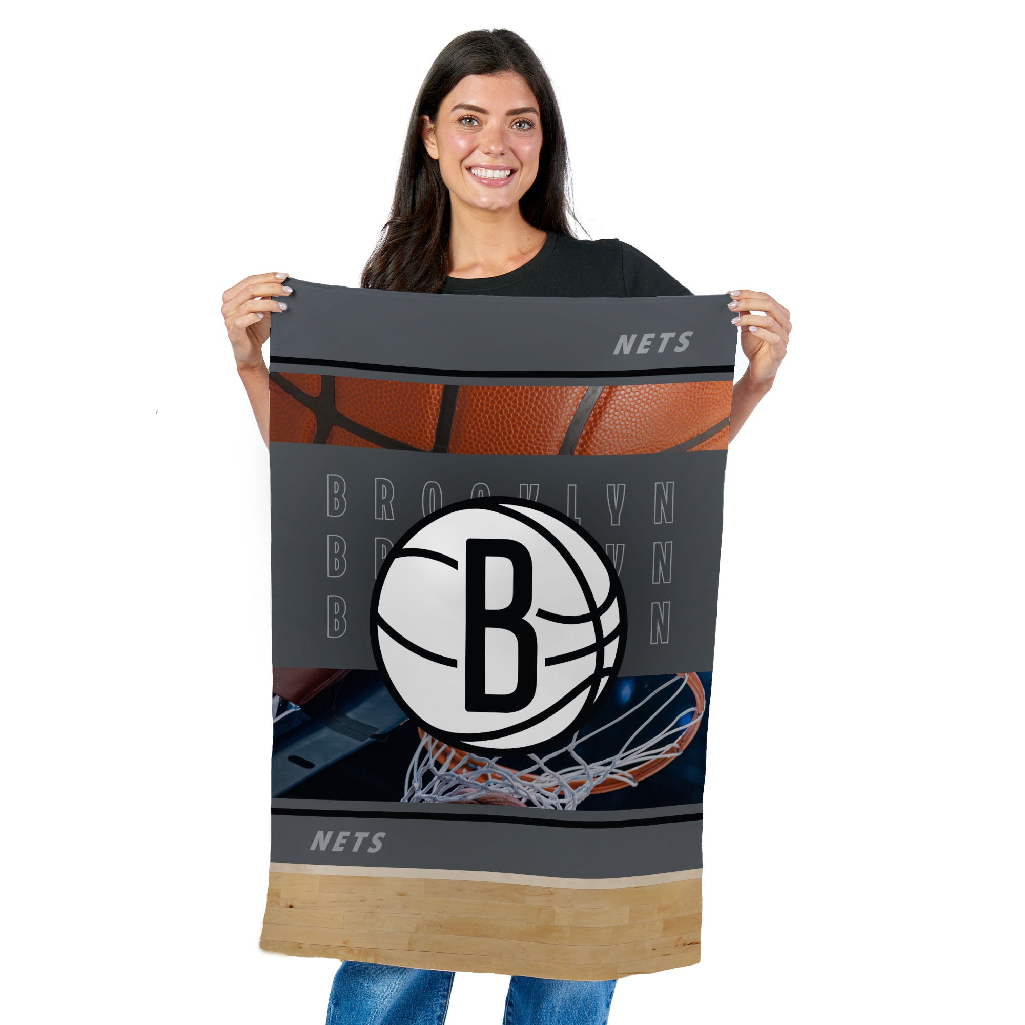 NBA Brooklyn Nets Detailed Collage Wall Hanging Tapestry 24x36 inches