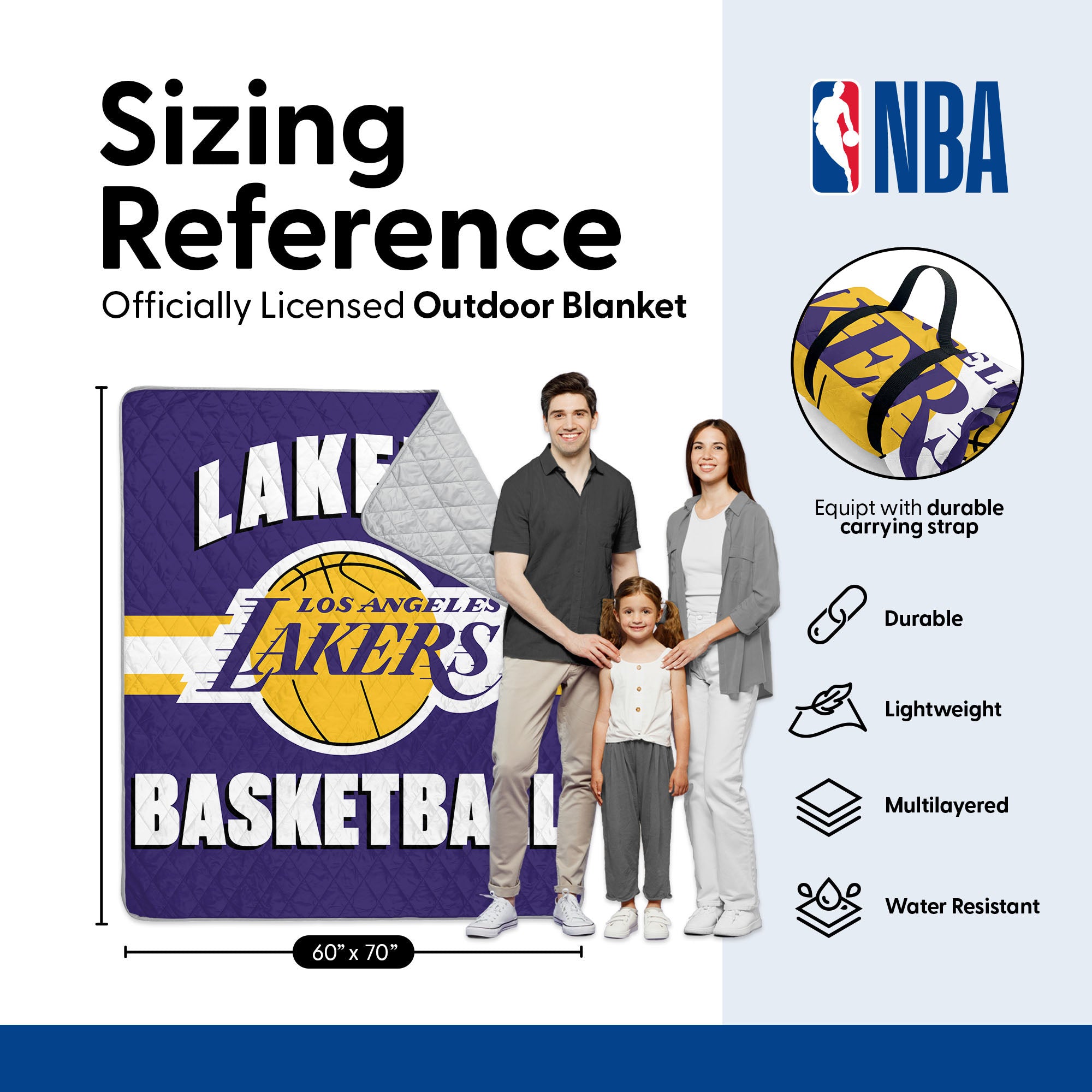 NBA Los Angeles Lakers Ball Strip Outdoor Blanket 60x70 inches