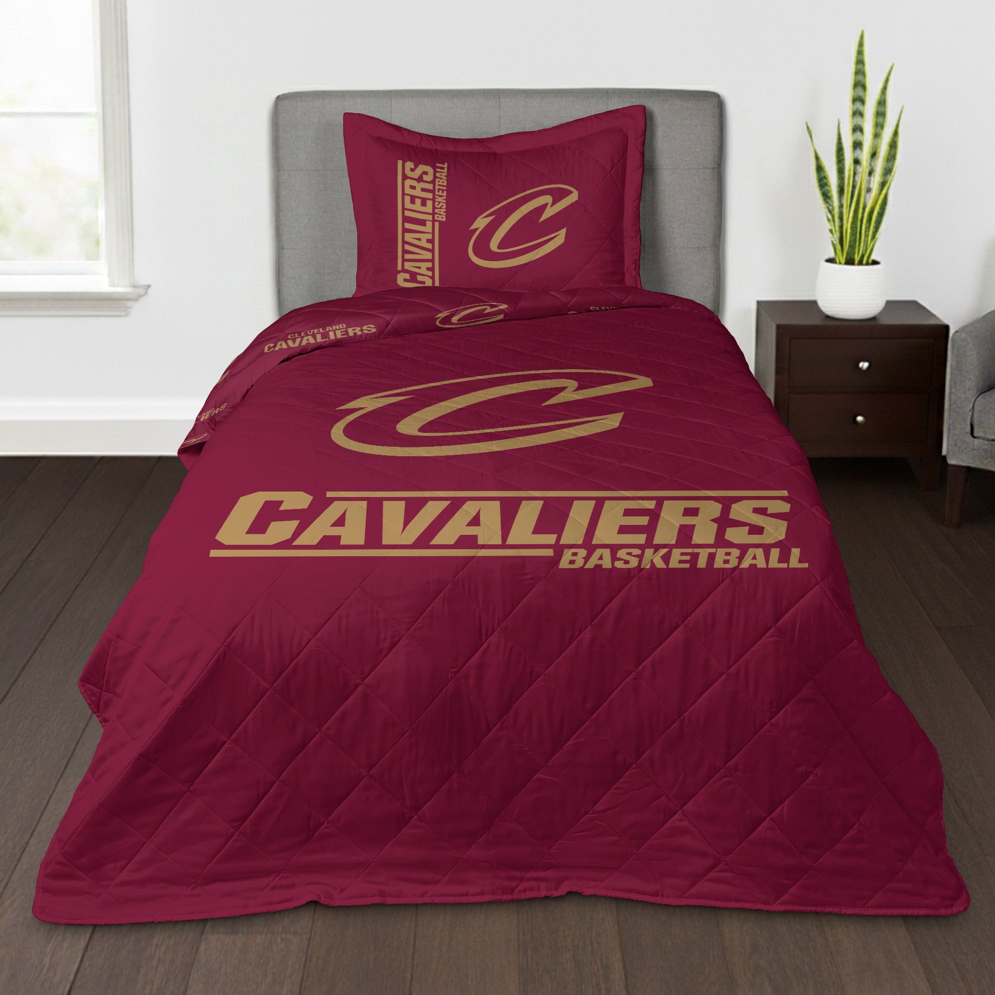 NBA Cleveland Cavaliers Summarize Quilted Throw Blanket and Sham Set 60×80 inches