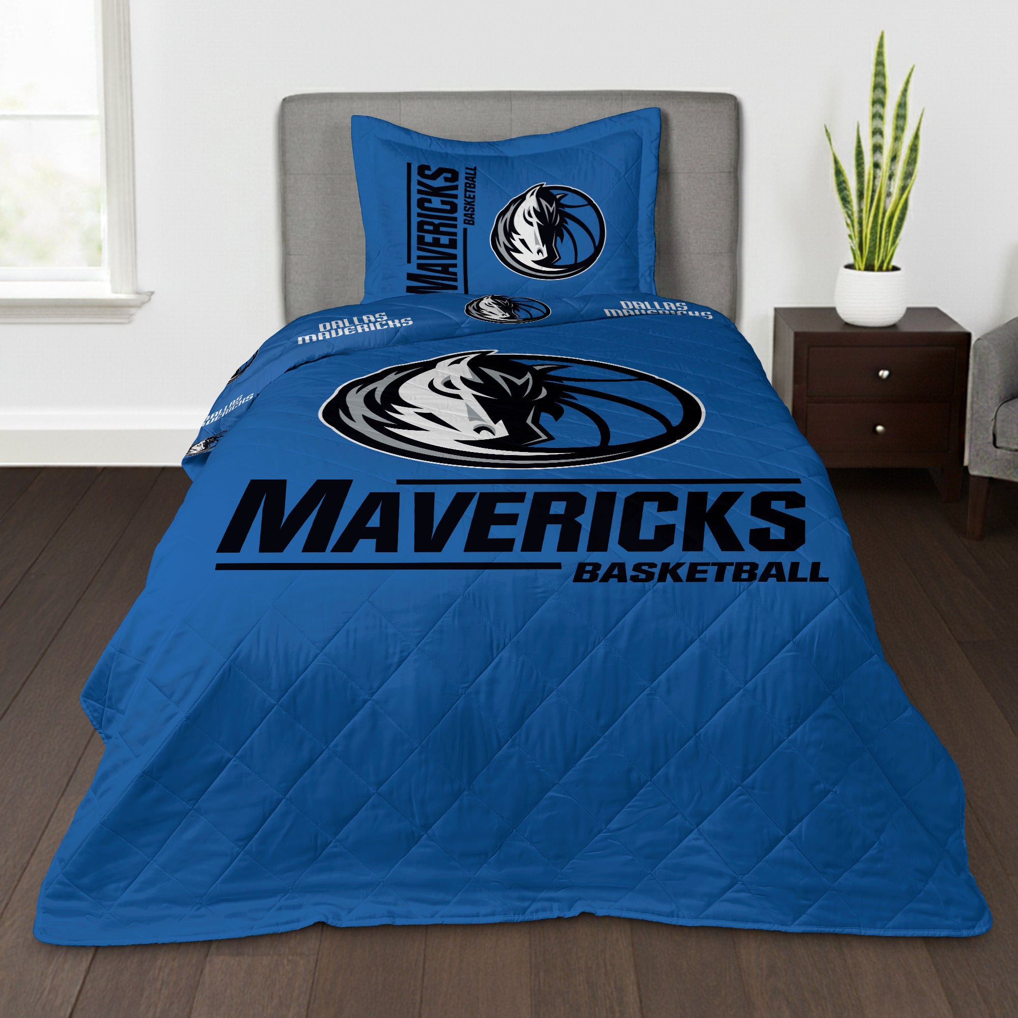 NBA Dallas Mavericks Summarize Quilted Throw Blanket and Sham Set 60×80 inches