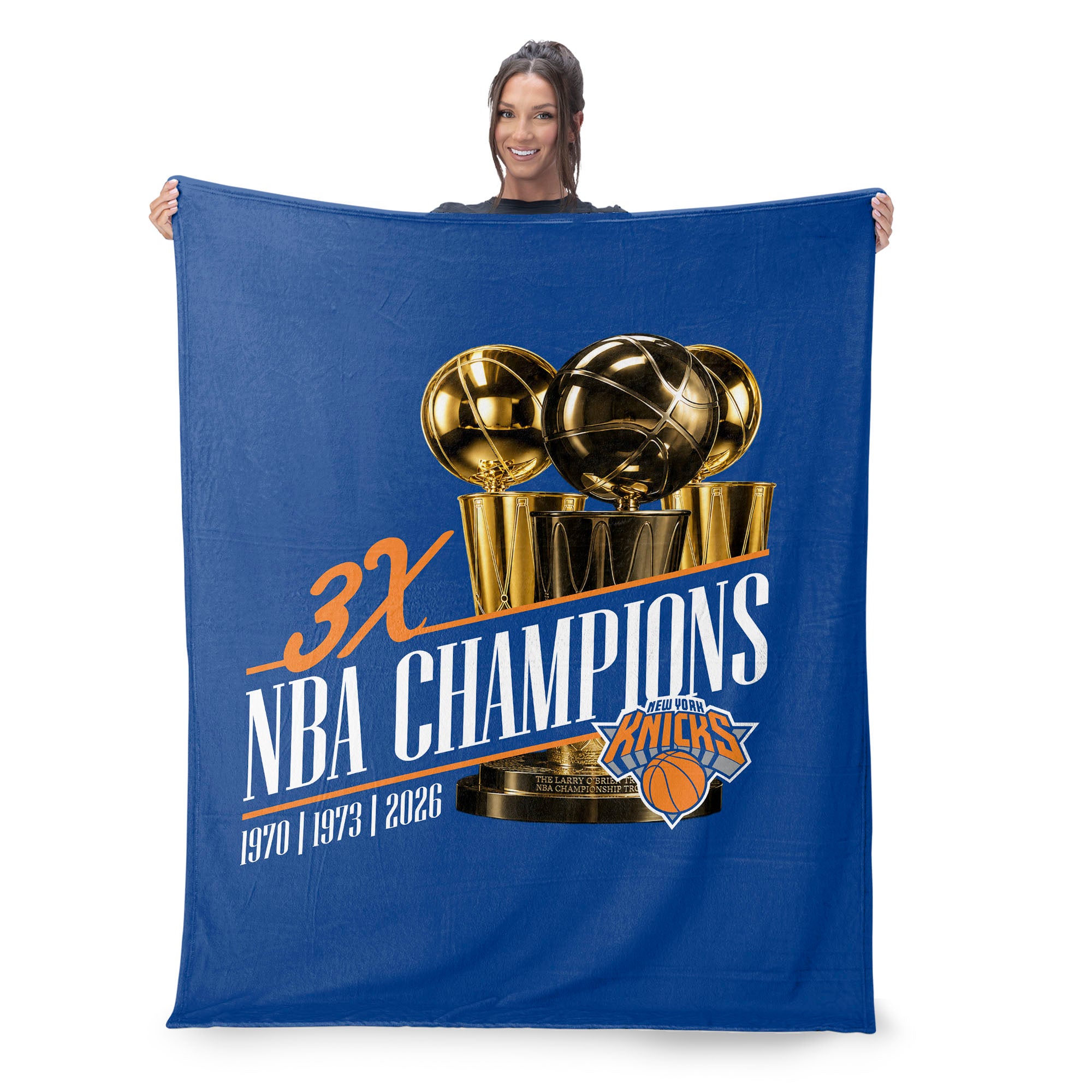 New York Knicks 2026 NBA Multi-Champs Runback Silk Touch Throw Blanket 46x60 inches