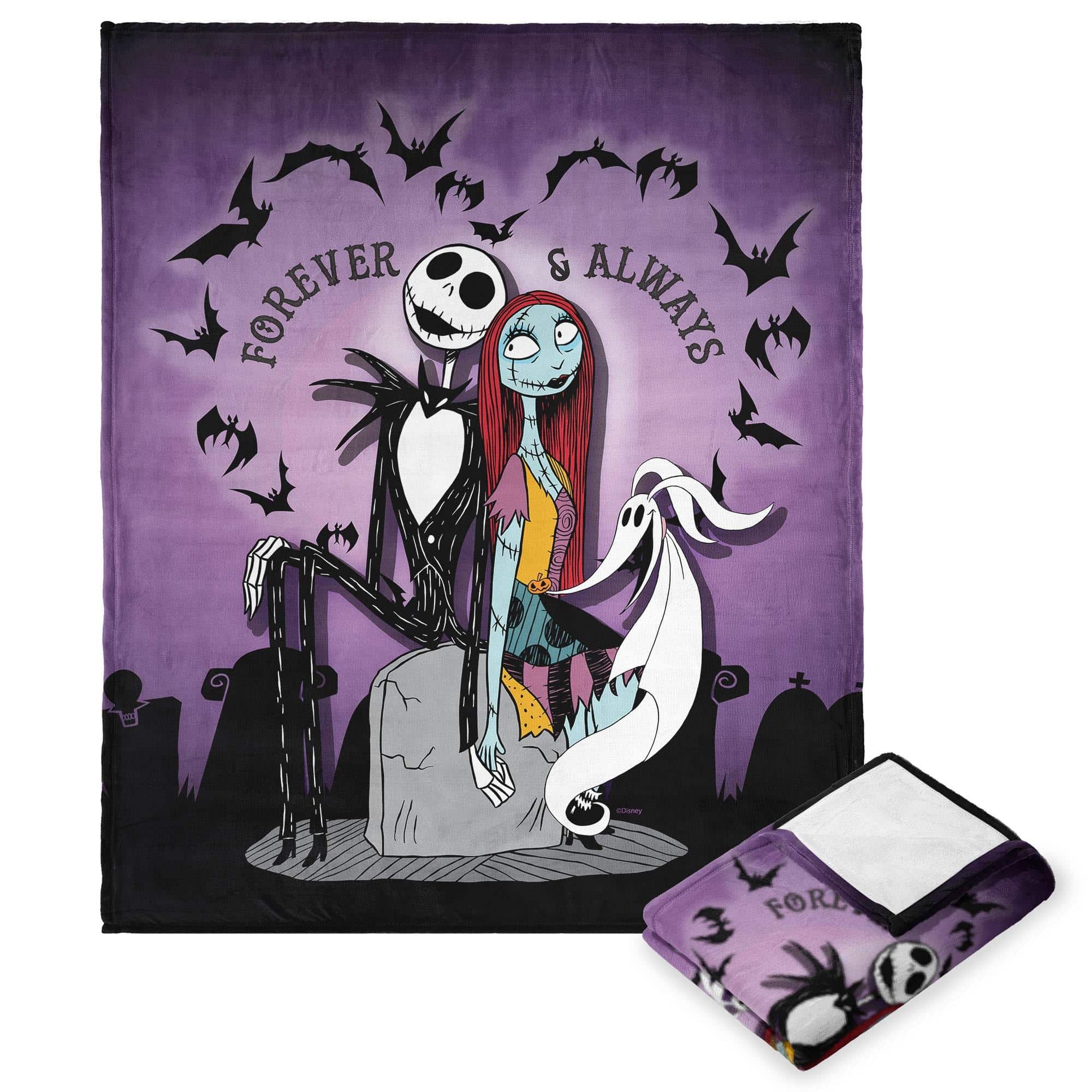 Disney Nightmare Before Christmas Forever and Always Silk Touch Throw Blanket 50x60 Inches