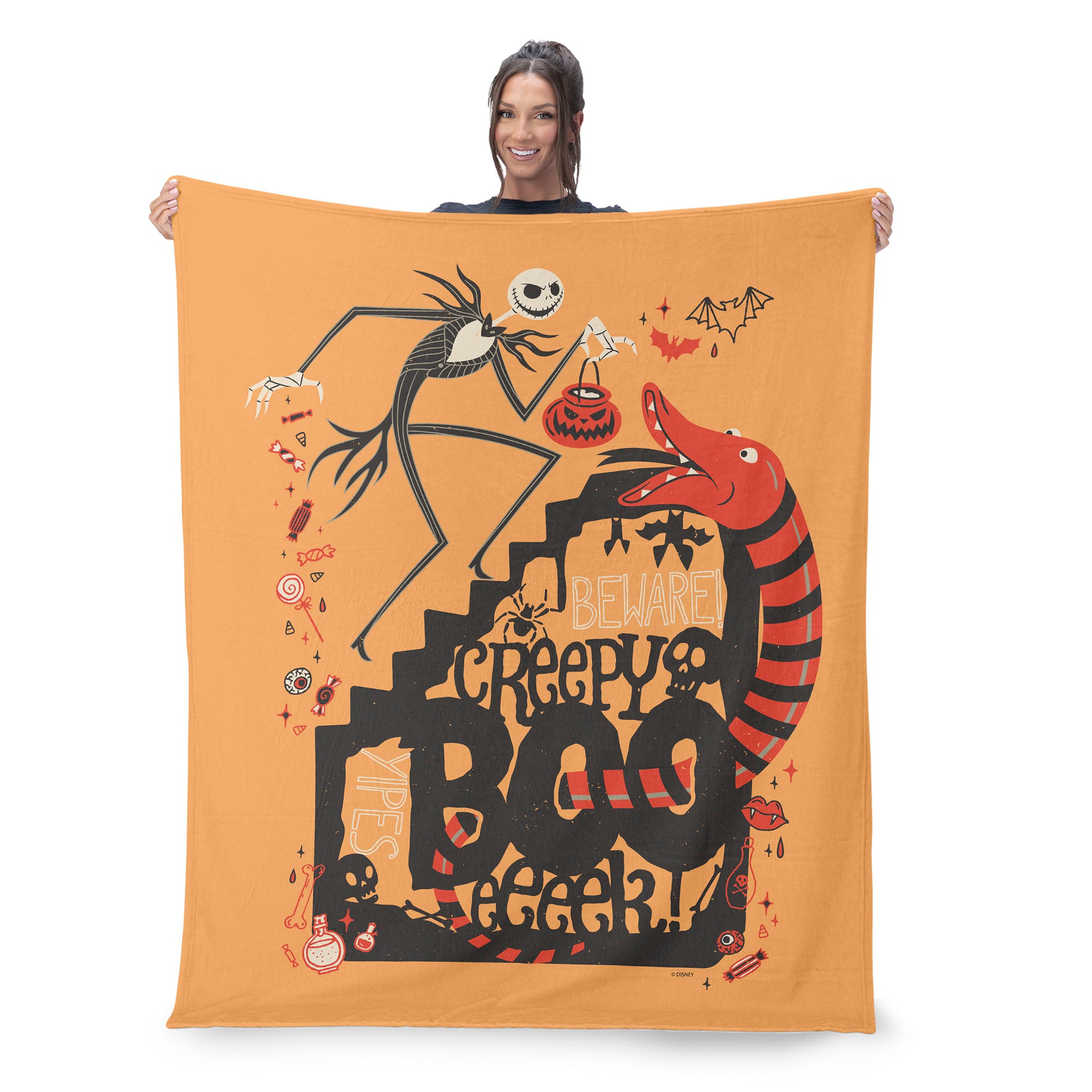 Disney Nightmare Before Christmas Nightmare Beware Silk Touch Throw Blanket 50x60 Inches